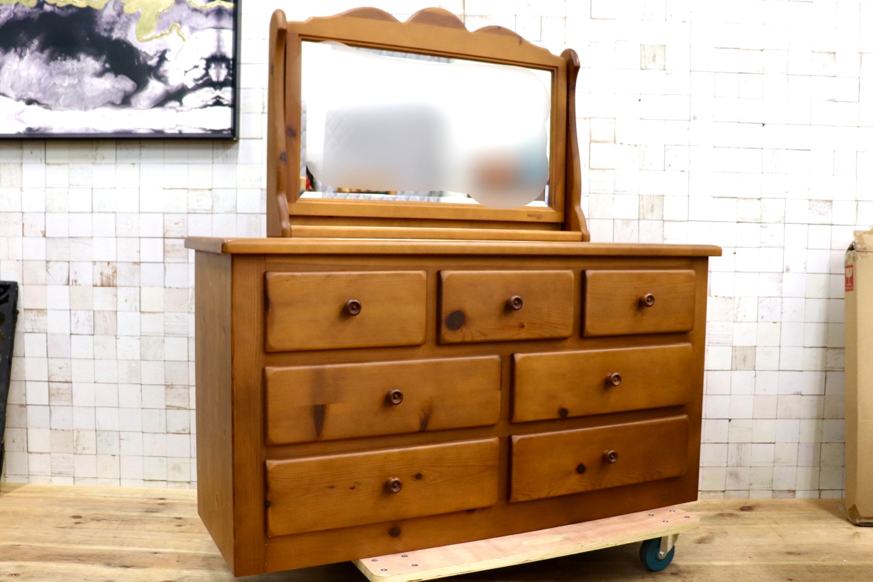 GMIH553〇コスガ / KOSUGAPROVENCE ドレッサー 化粧台 鏡台3段チェスト 整理タンス 収納家具 パイン材 カントリー 定価約23万