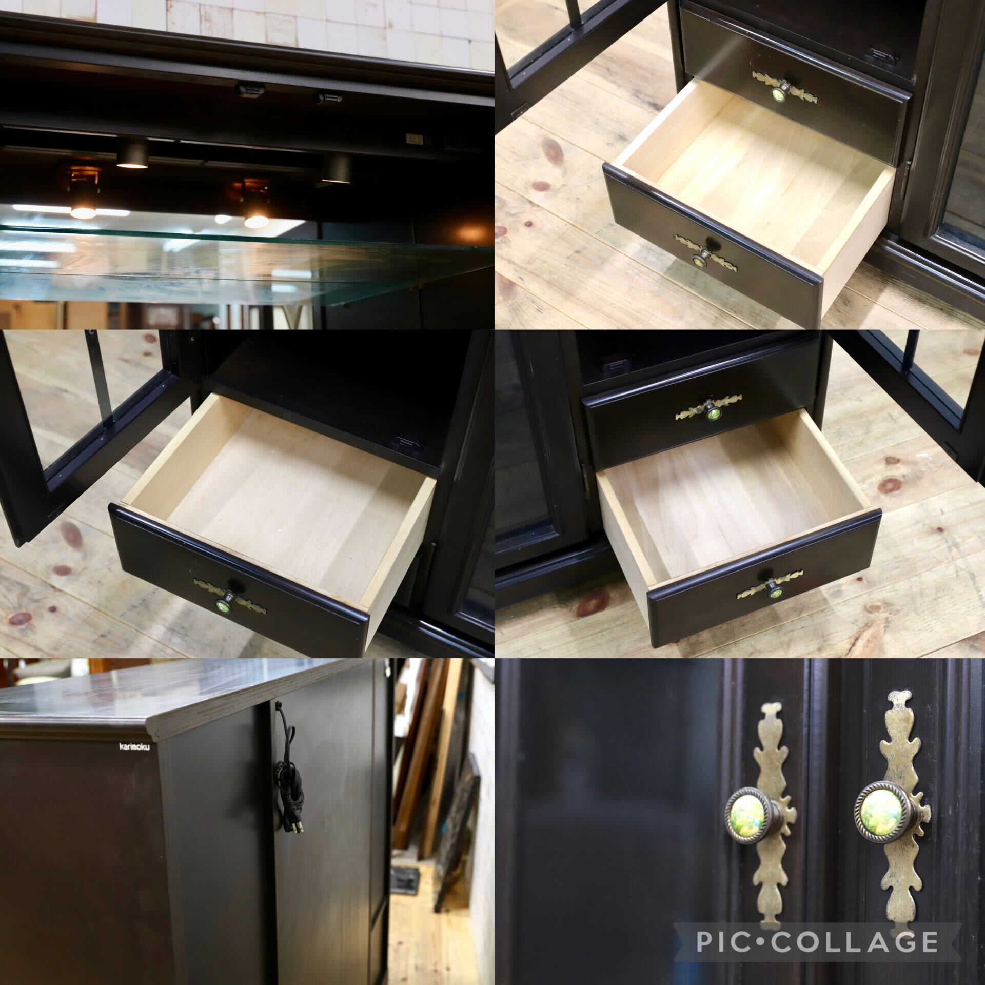 GMIH475○karimoku / カリモク アンティーク サイドボード リビングボード キャビネット キュリオ クラシック ヴィンテージ 飾り棚