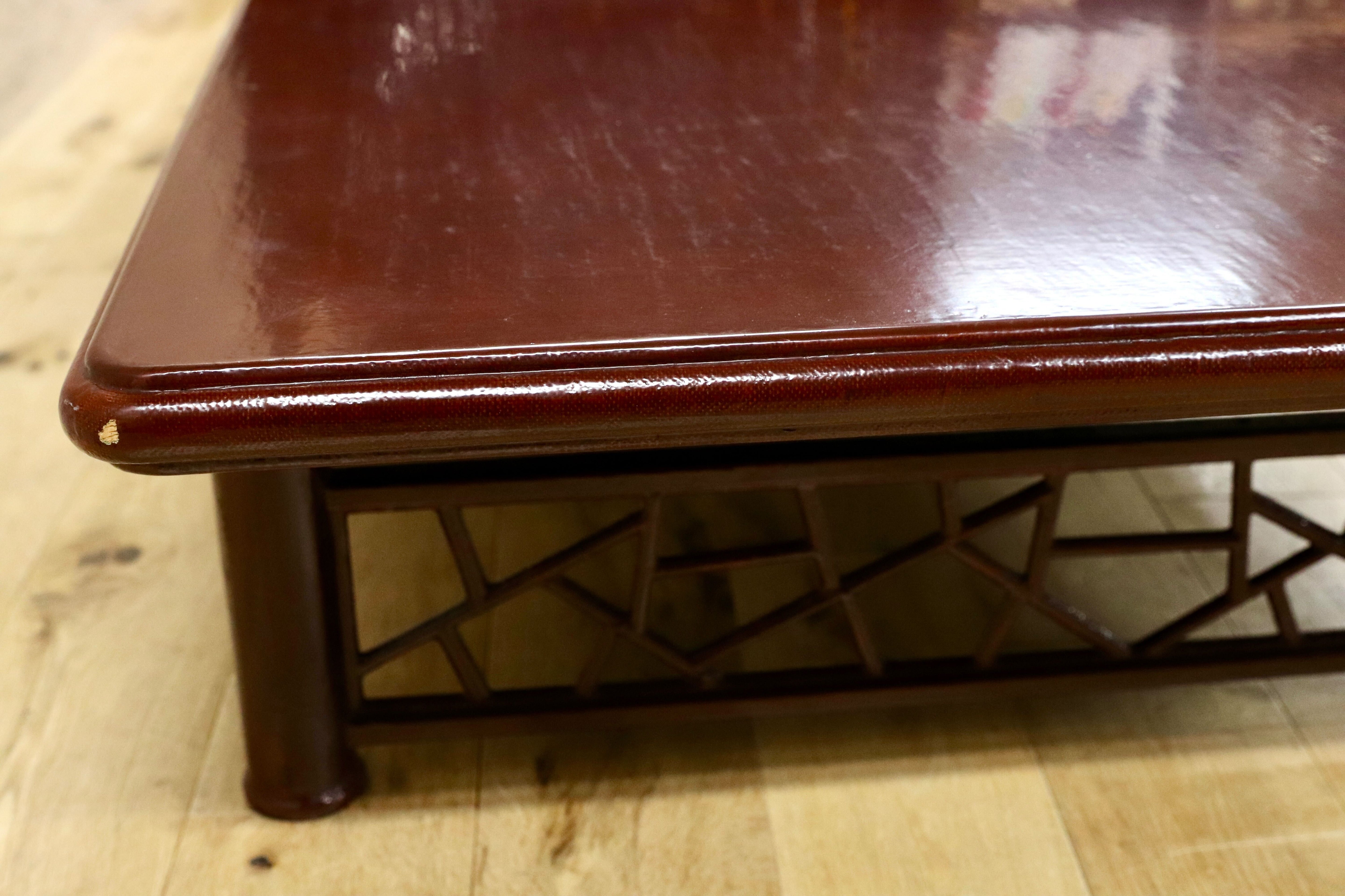 GMGT209○広沢平安 伝統工芸 座卓 センターテーブル ローテーブル リビングテーブル 和家具 座敷 和室 茶の間 朱塗り アンティーク