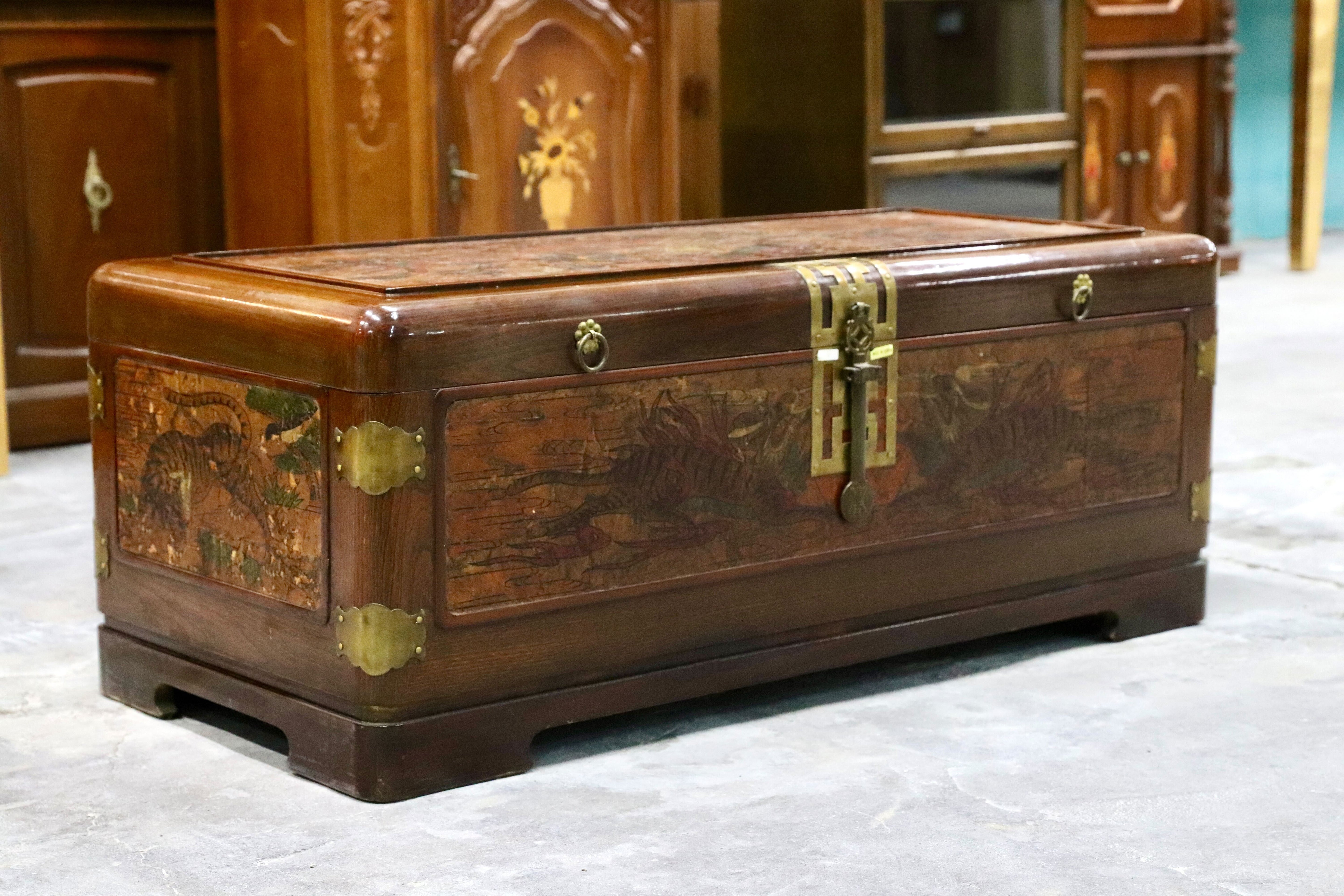 GMHS479○韓国製 李朝家具 トレジャーボックス バンダジ 箱 収納箱 木製 アンティーク ボックス オブジェ