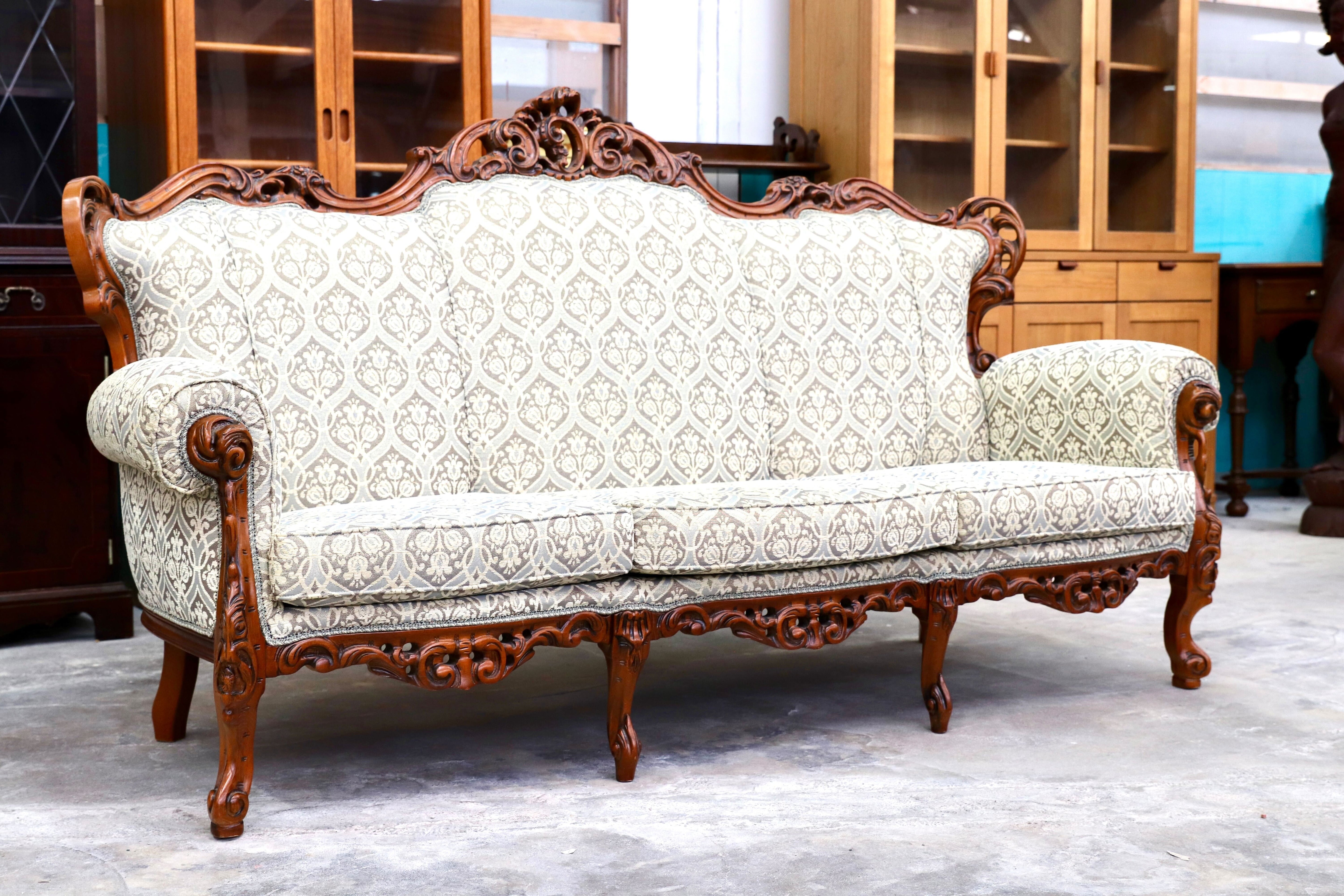 GMIK379○イタリア クラシック エレガント 3人掛けソファ トリプルソファ 長椅子 ラグジュアリー ロココ様式 応接