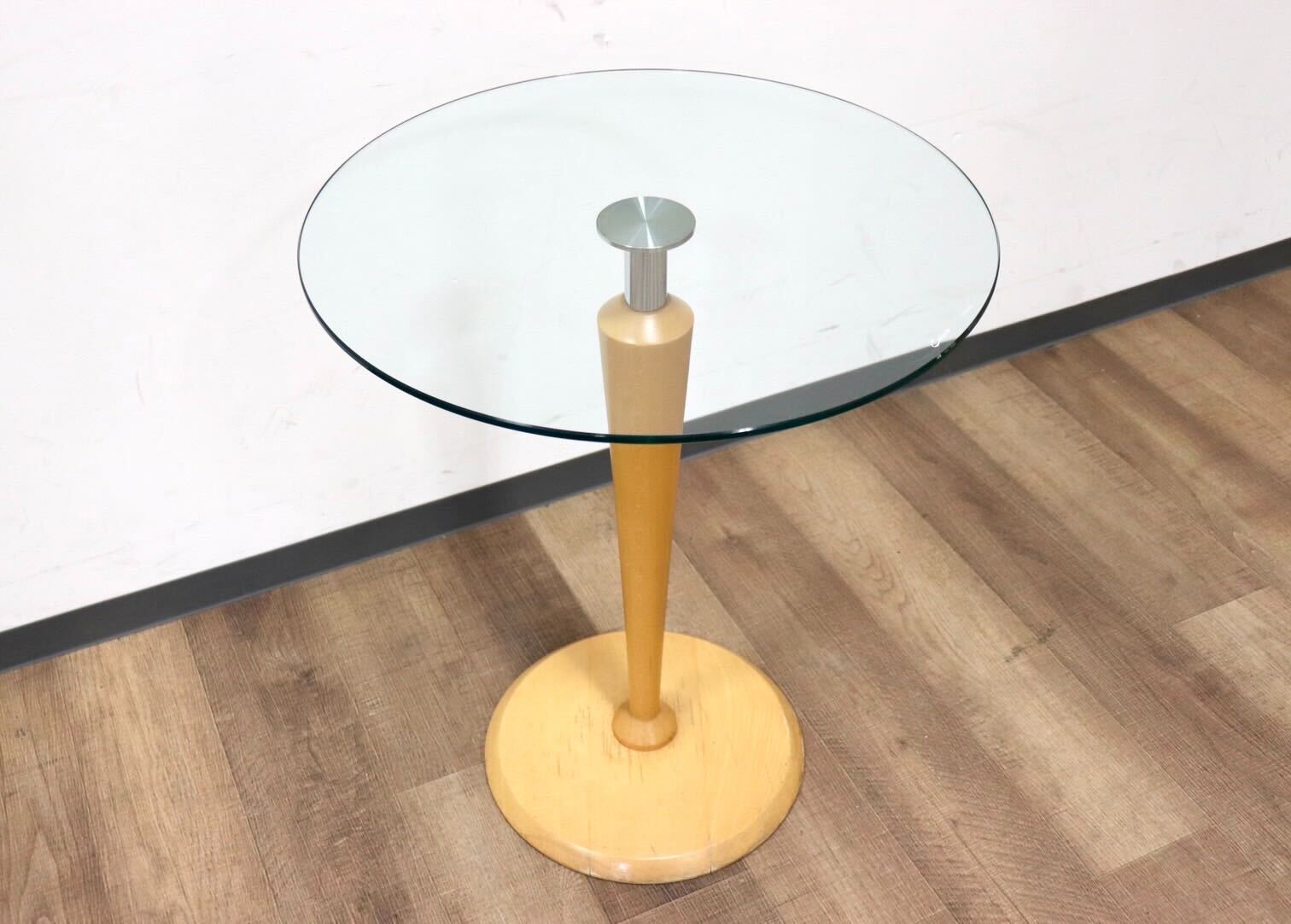 GMGK542○Calligaris / カリガリス サイドテーブル ガラステーブル コーヒーテーブル ラウンドテーブル ビーチ材 モダン イタリア製