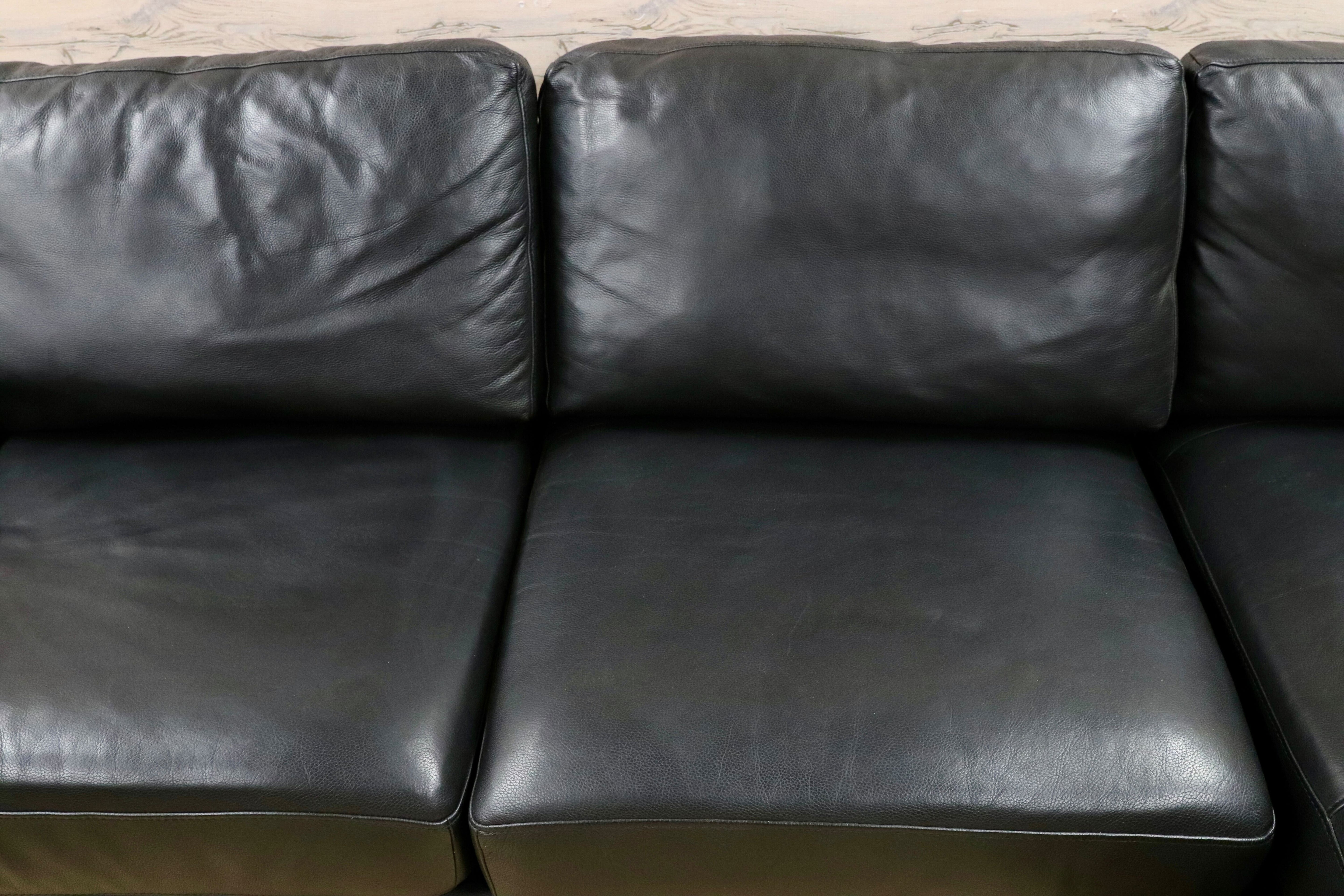 GMHN187○本革 黒 カウチソファ コーナーソファ リビングソファ スタイリッシュモダン 約23万