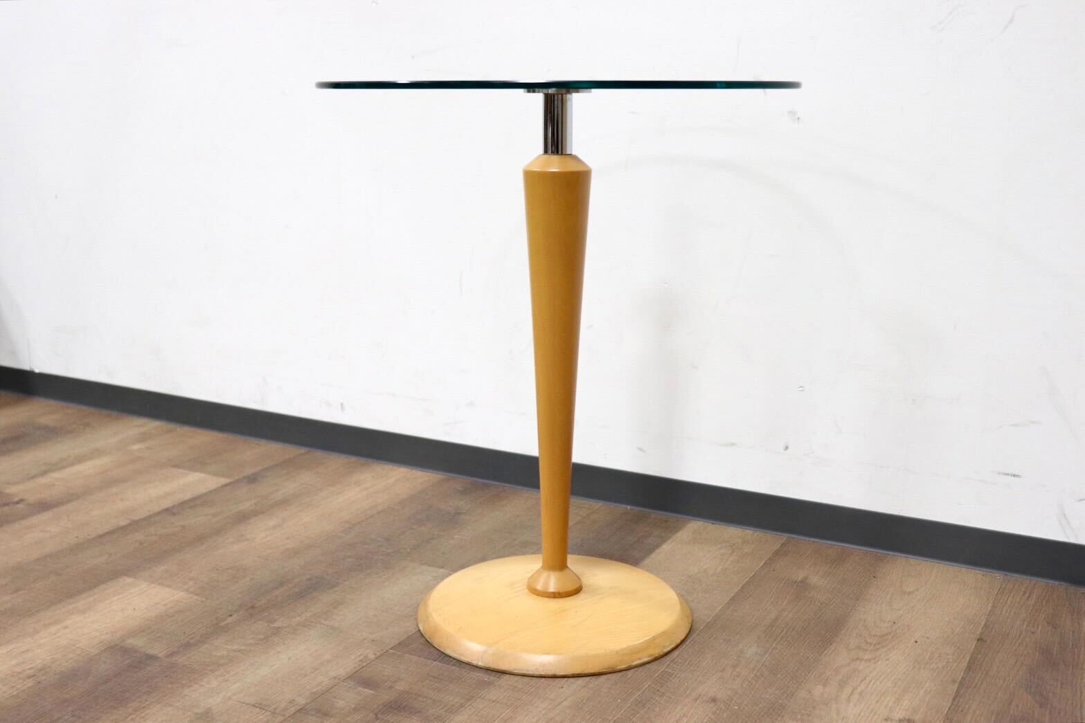 GMGK542○Calligaris / カリガリス サイドテーブル ガラステーブル コーヒーテーブル ラウンドテーブル ビーチ材 モダン イタリア製