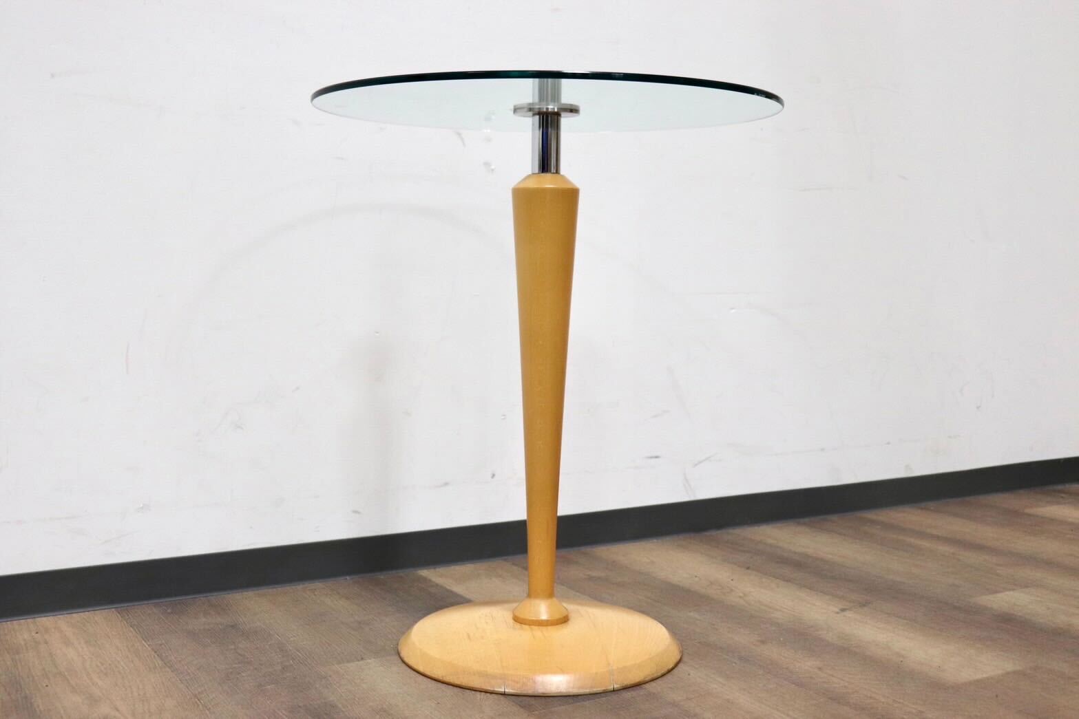 GMGK542○Calligaris / カリガリス サイドテーブル ガラステーブル コーヒーテーブル ラウンドテーブル ビーチ材 モダン イタリア製