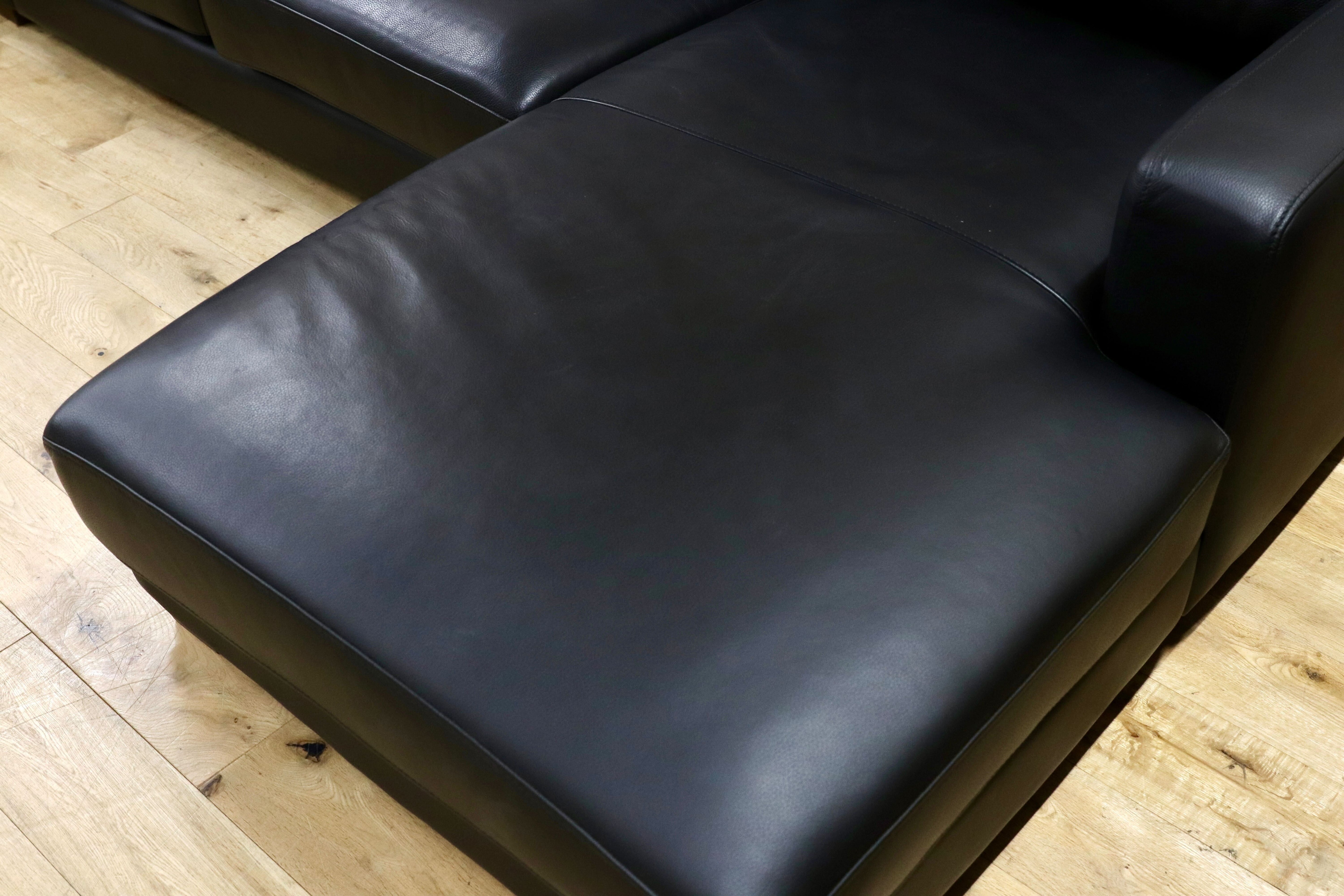 GMHN187○本革 黒 カウチソファ コーナーソファ リビングソファ スタイリッシュモダン 約23万