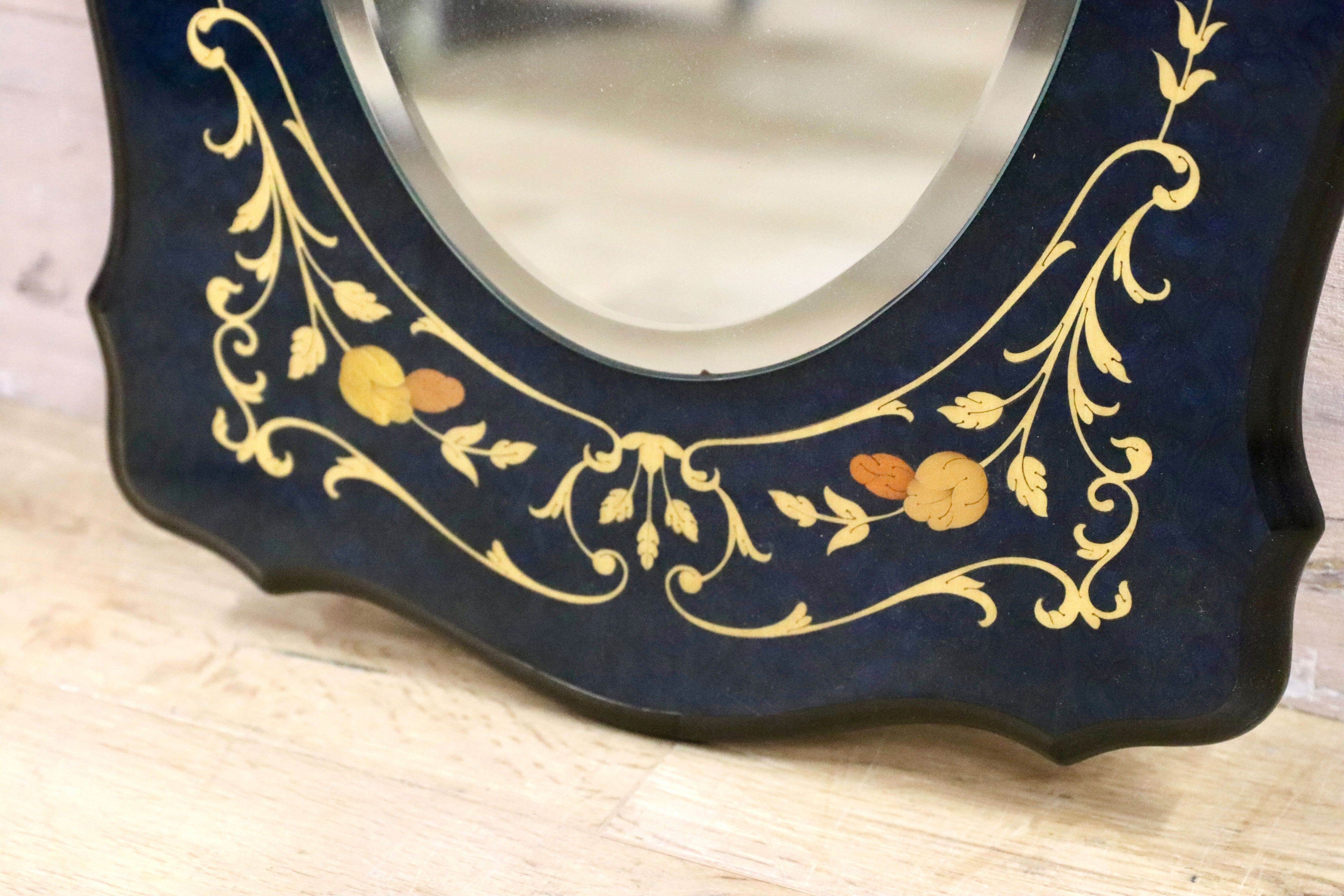 GMIS458A○Demain / ドマン イタリア製 ウォールミラー 壁掛け ブルー 鏡 クラシック アンティーク調