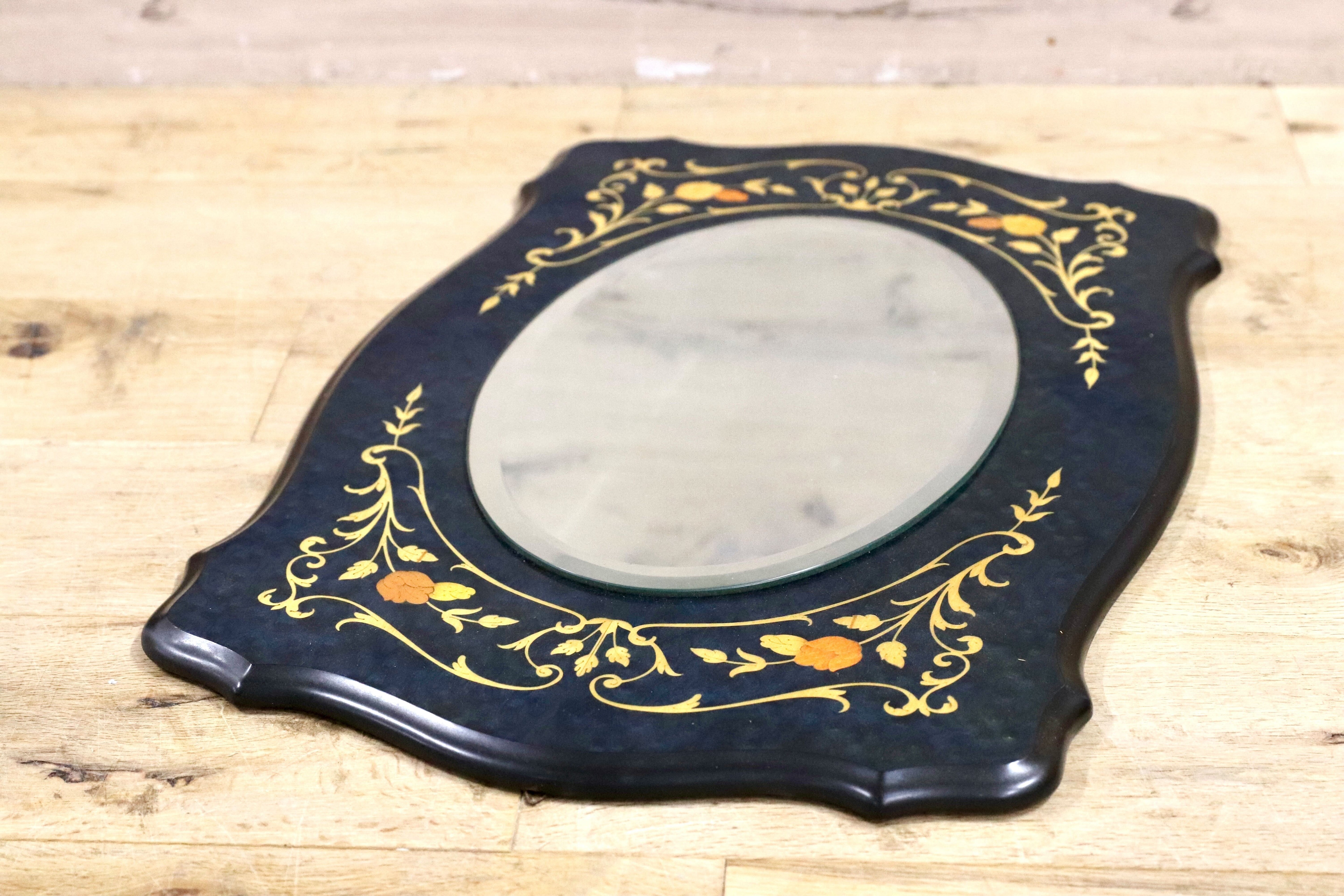 GMIS458A○Demain / ドマン イタリア製 ウォールミラー 壁掛け ブルー 鏡 クラシック アンティーク調