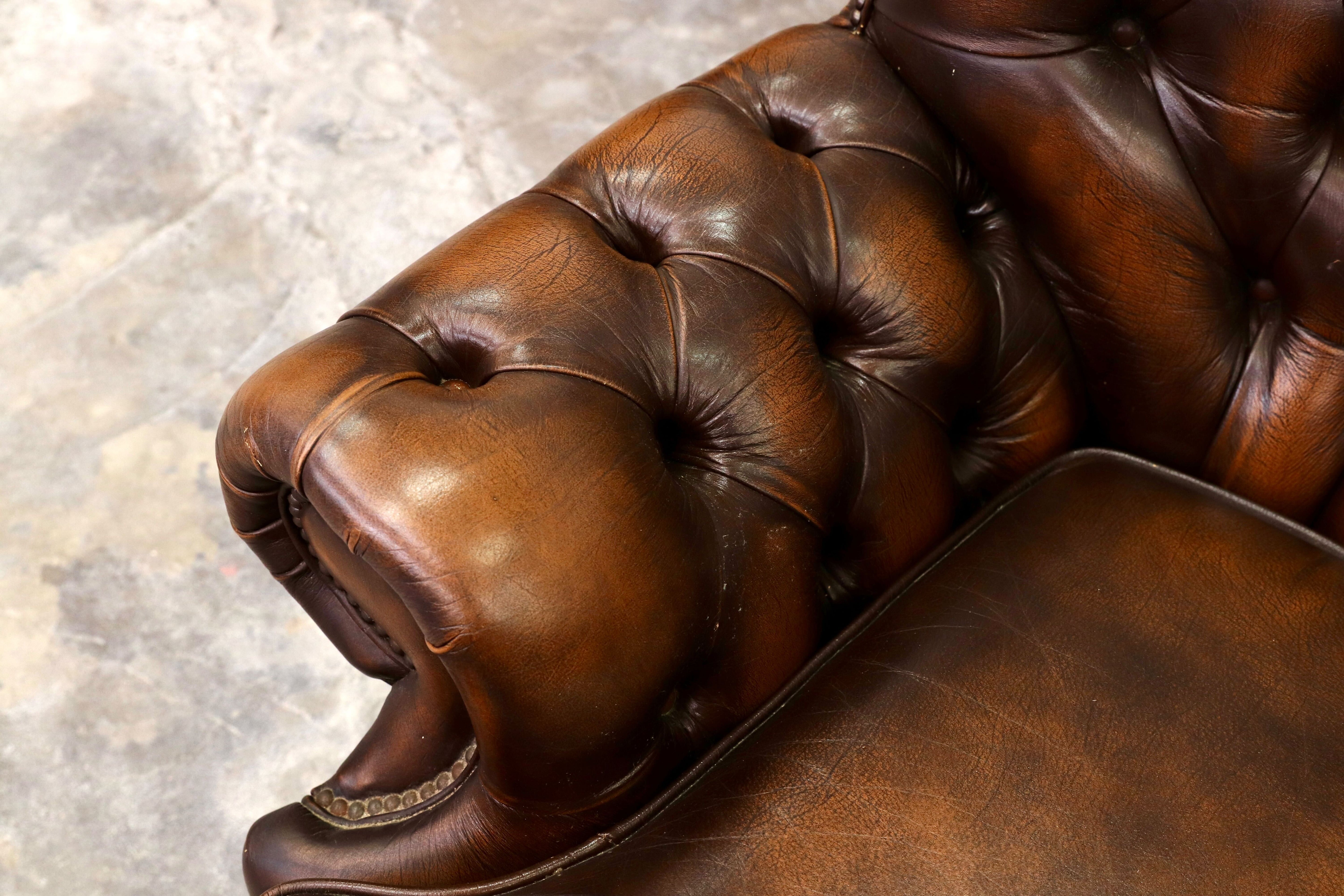 GMIK400A○centurion furniture 西洋 イギリス ヴィンテージ 1人掛けソファ シングルソファ ラウンジチェア 本革 ブラウン レザー 稀少