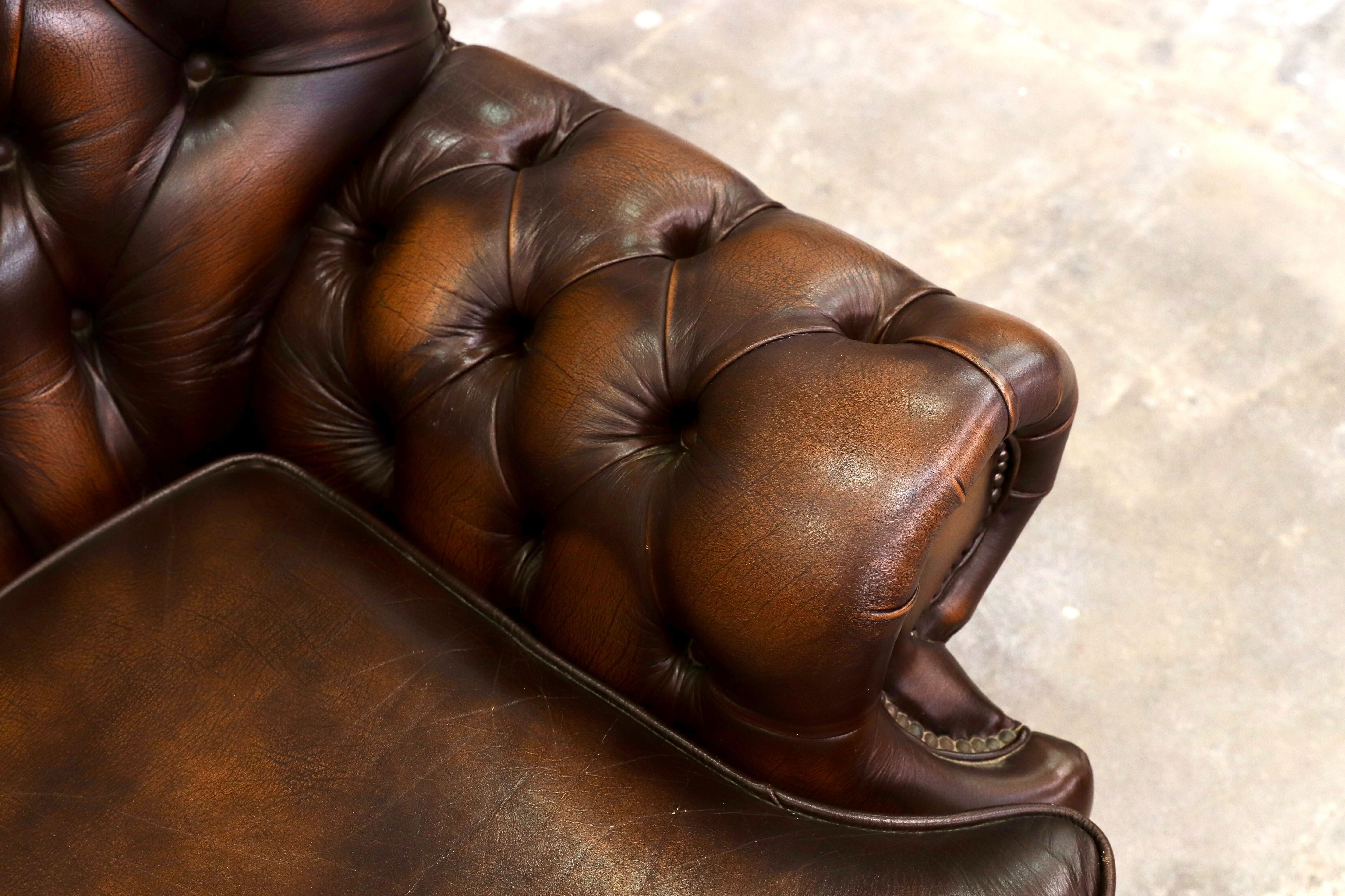 GMIK400A○centurion furniture 西洋 イギリス ヴィンテージ 1人掛けソファ シングルソファ ラウンジチェア 本革 ブラウン レザー 稀少
