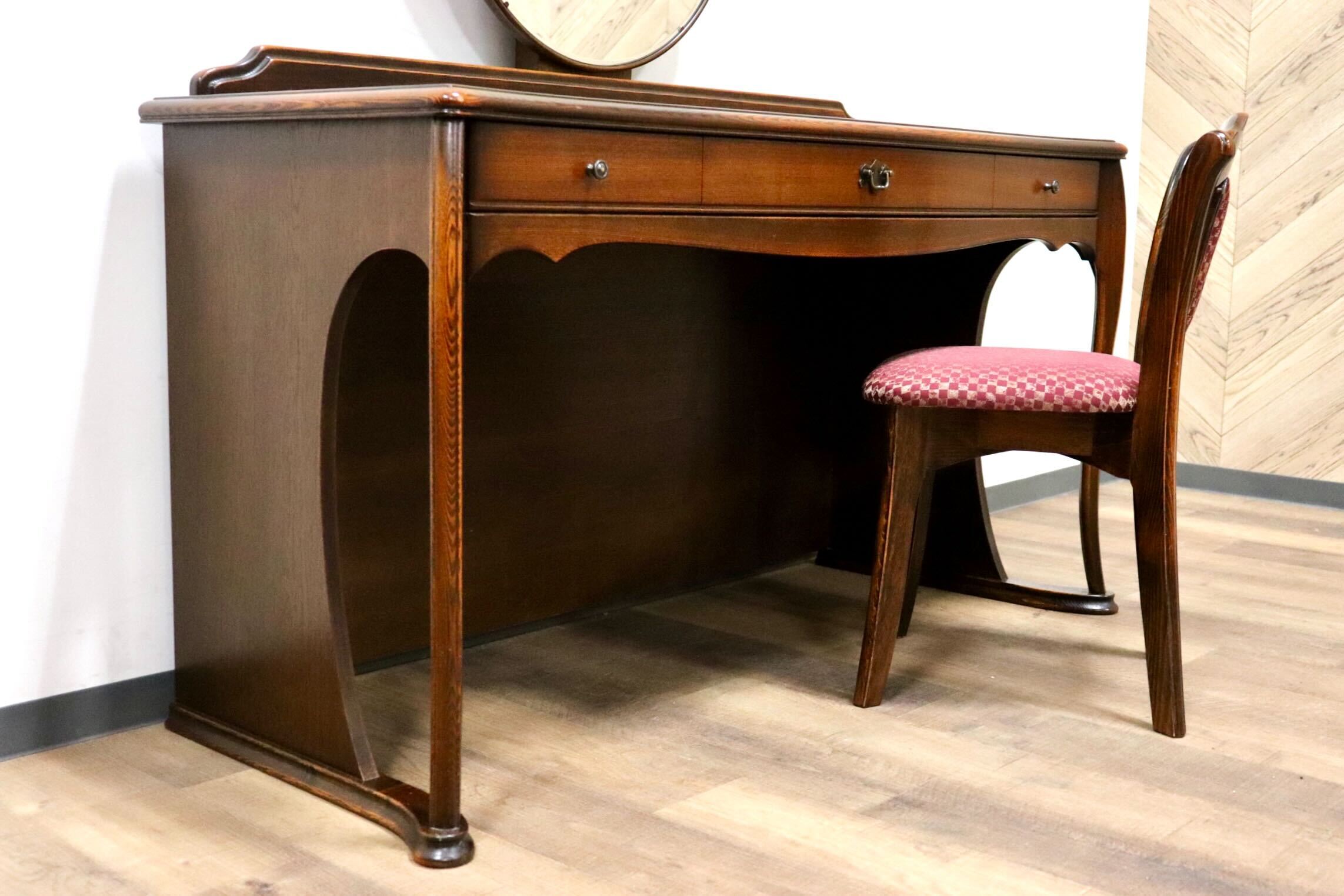 GMHS106○松永工房 CONTINUE カンティーニュ クラリッサ ドレッサー 化粧台 メイク台 チェア 椅子 楢材 クラシック エレガント 約28万 美品