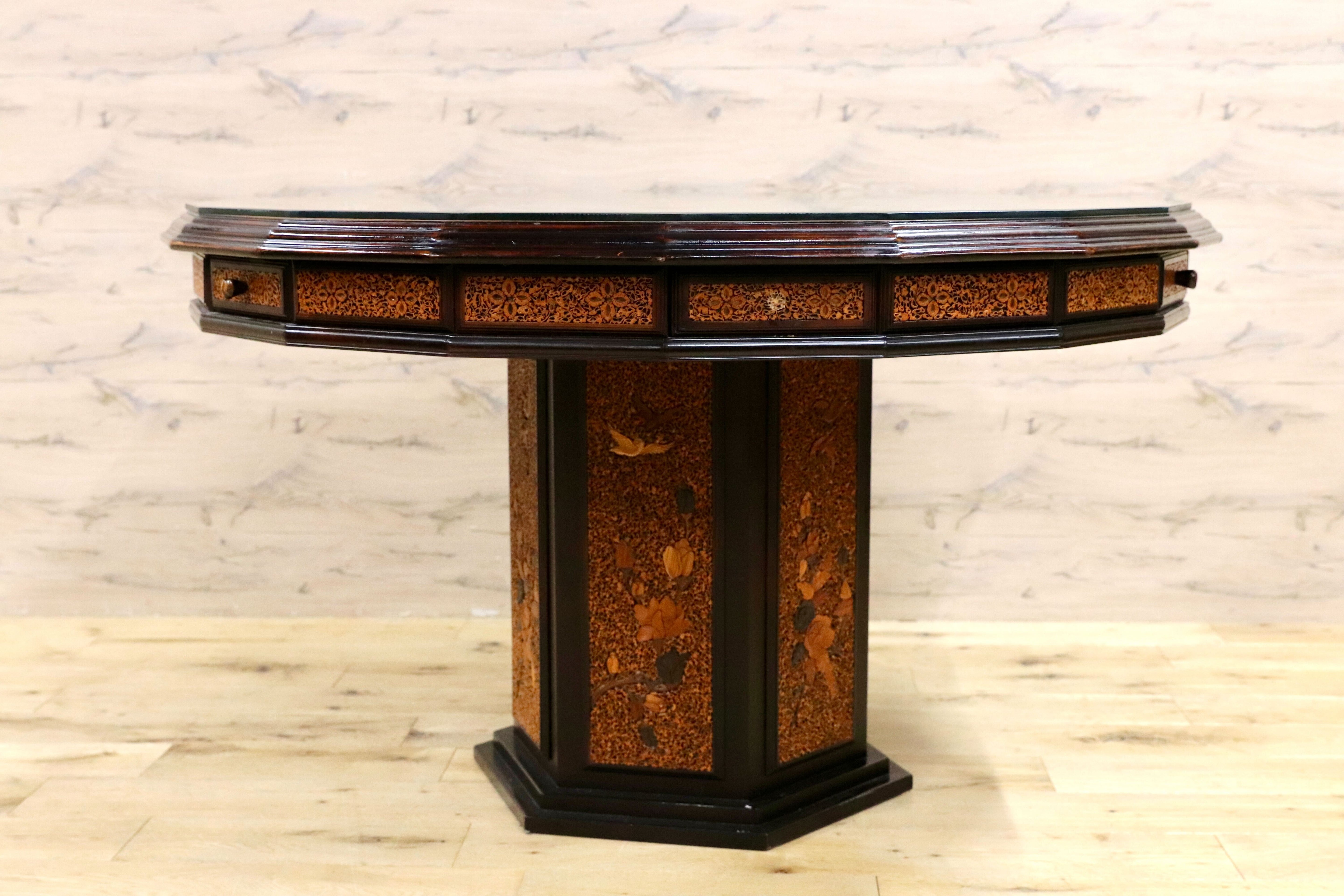 GMIK830A○唐木家具 最高級 ダイニングテーブル 食卓テーブル 十八角形 中国美術 伝統工芸 アンティーク