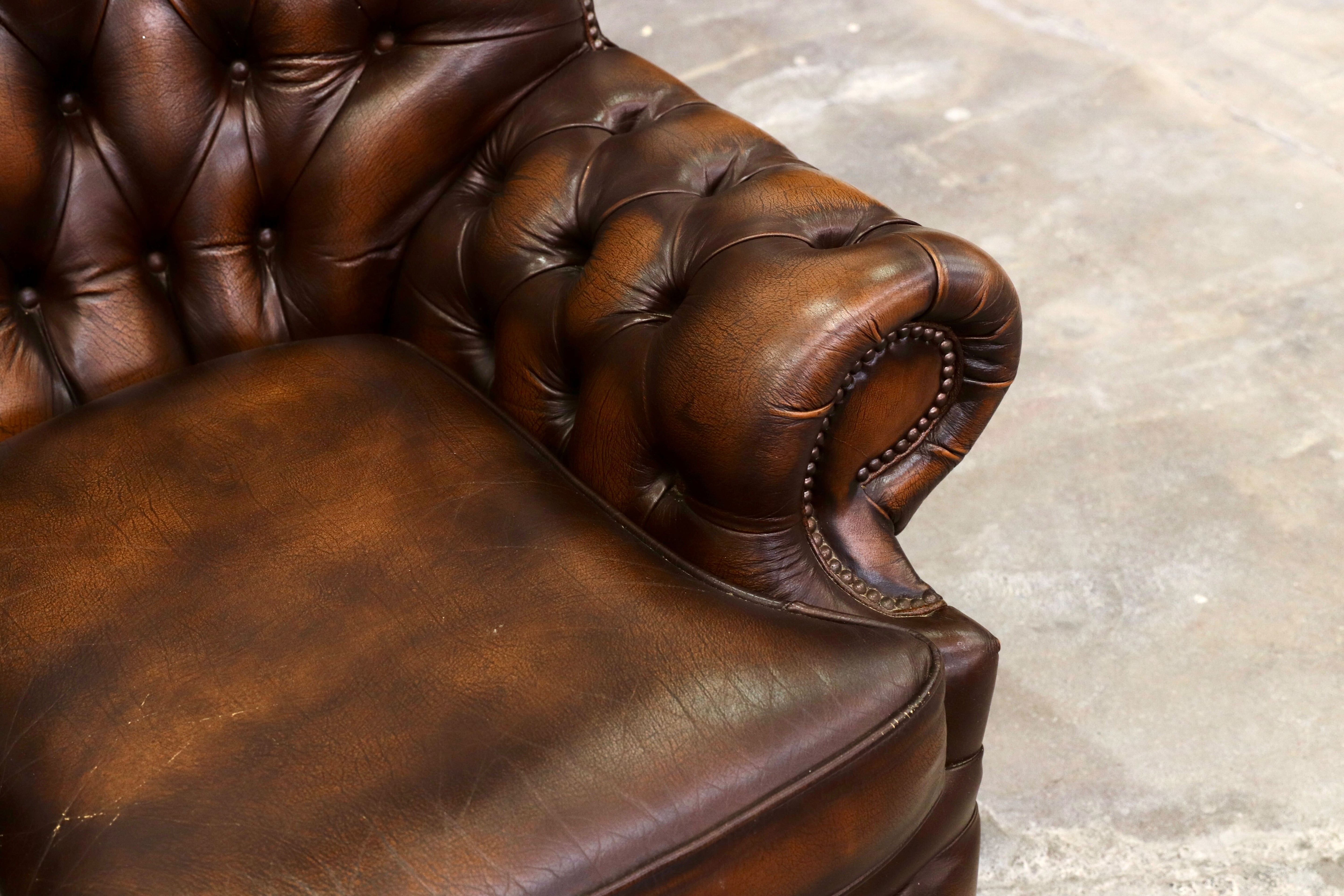 GMIK400B○centurion furniture 西洋 イギリス ヴィンテージ 1人掛けソファ シングルソファ ラウンジチェア 本革 ブラウン レザー 稀少