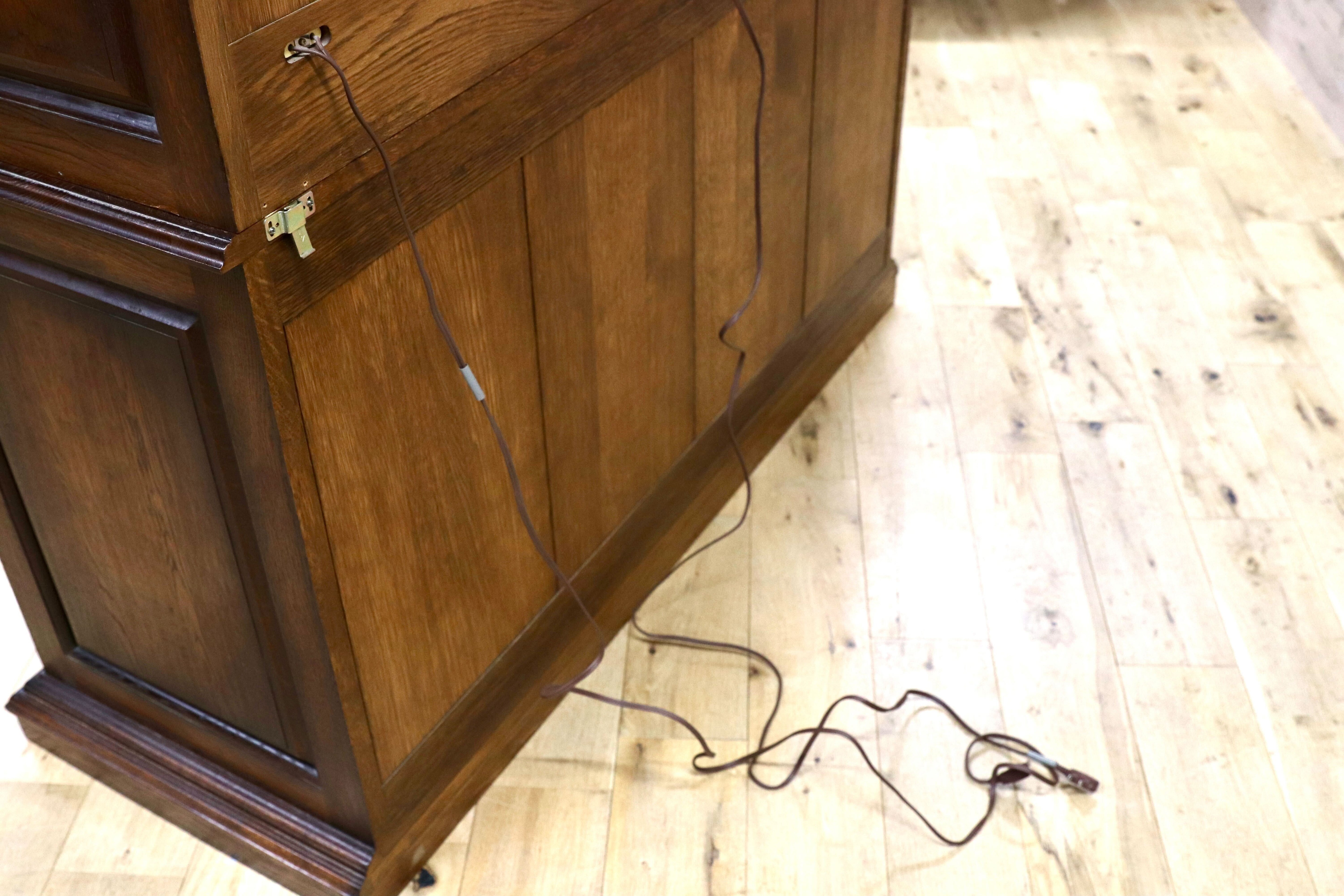 GMEK418○イギリス アンティーク 大型キャビネット リビングボード 収納棚 飾り棚 ヴィンテージ 最高級 オーク無垢材 約150万