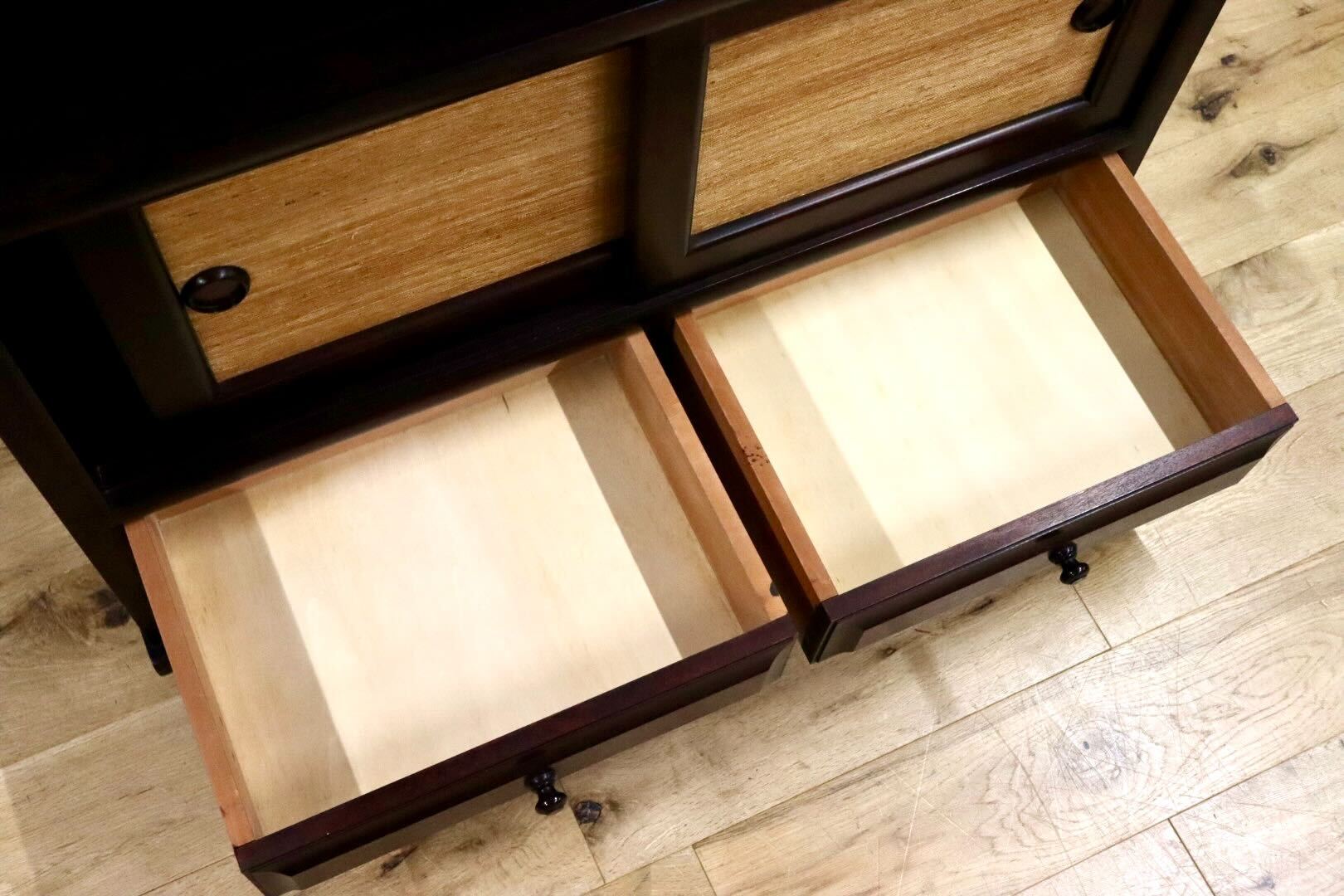 GMHH274○九州民芸家具 飾り棚 茶棚 キャビネット ミズメザクラ レトロ 和家具 和室 座敷 和モダン 古民家 くず布張 検)松本民芸家具