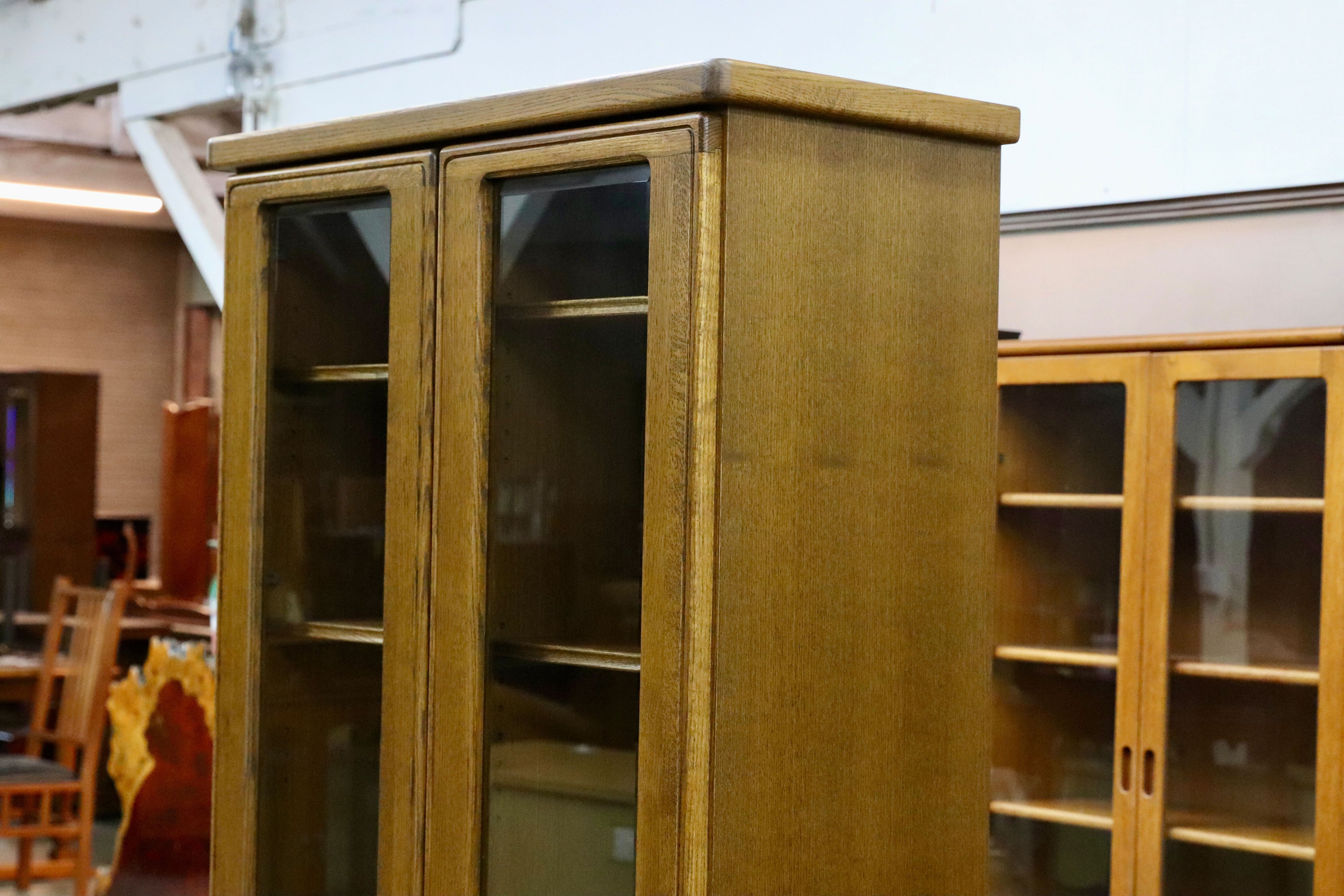 GMIK399○起立木工 / KIRITSU FURNITURE 本棚 書棚 ブックケース ブックキャビネット オーク ブラウン 国産 ヴィンテージ ノスタルジック