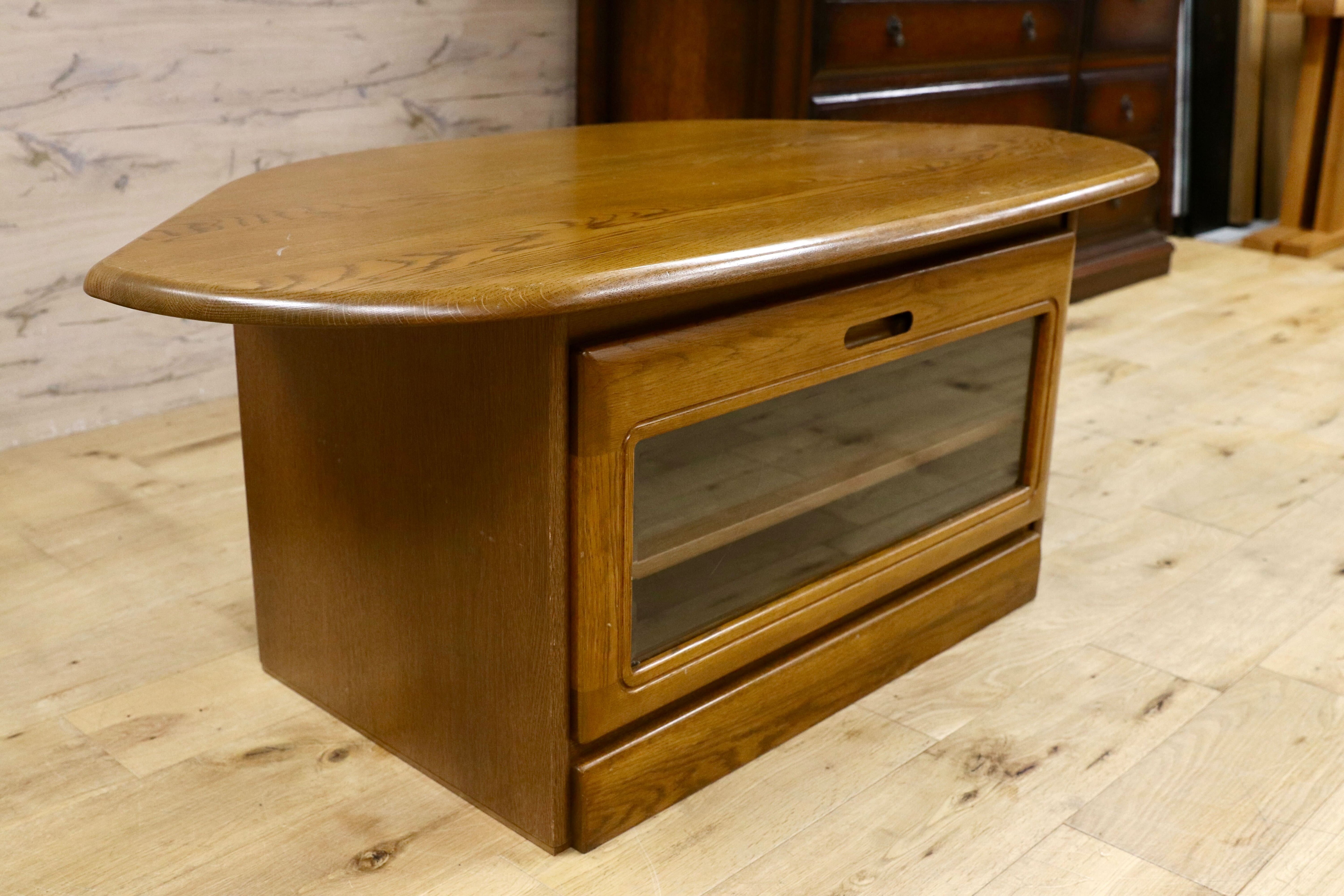 GMIK140○浜本工芸 / HAMAMOTO テレビボード AVボード TVボード ローボード リビングボード 楢材 ブラウン レトロ 和モダン