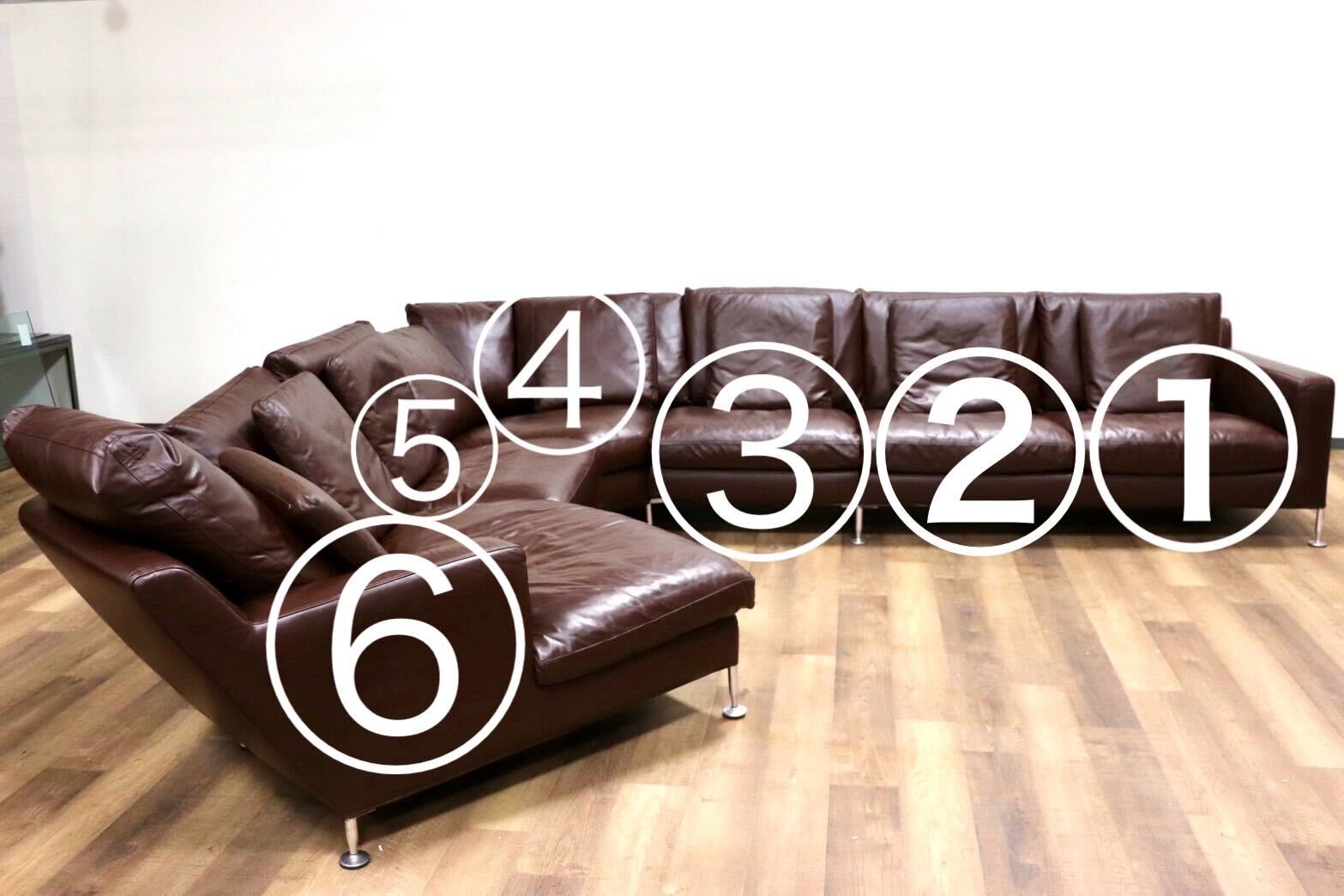 GMHK571○B&B ITALIA HARRY ハリー カウチソファ コーナーソファ ブラウン 総革 Antonio Citterio アントニオ・チッテリオ 約400万