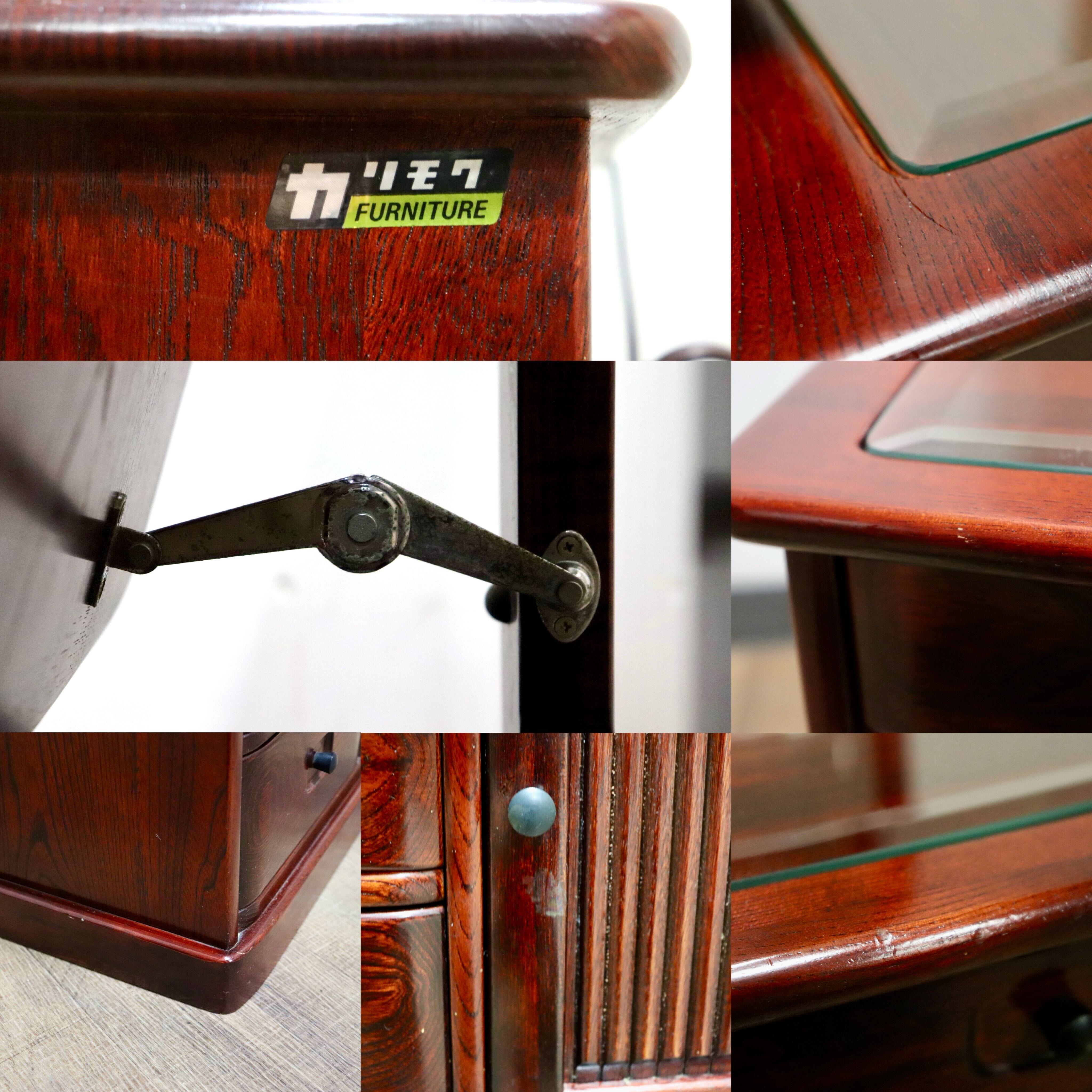 GMHN123A○karimoku / カリモク 姿見 鏡台 全身鏡 鏡 化粧台 小引出し ドレッサー 収納家具 和家具 和モダン 和室 レトロ オールドカリモク