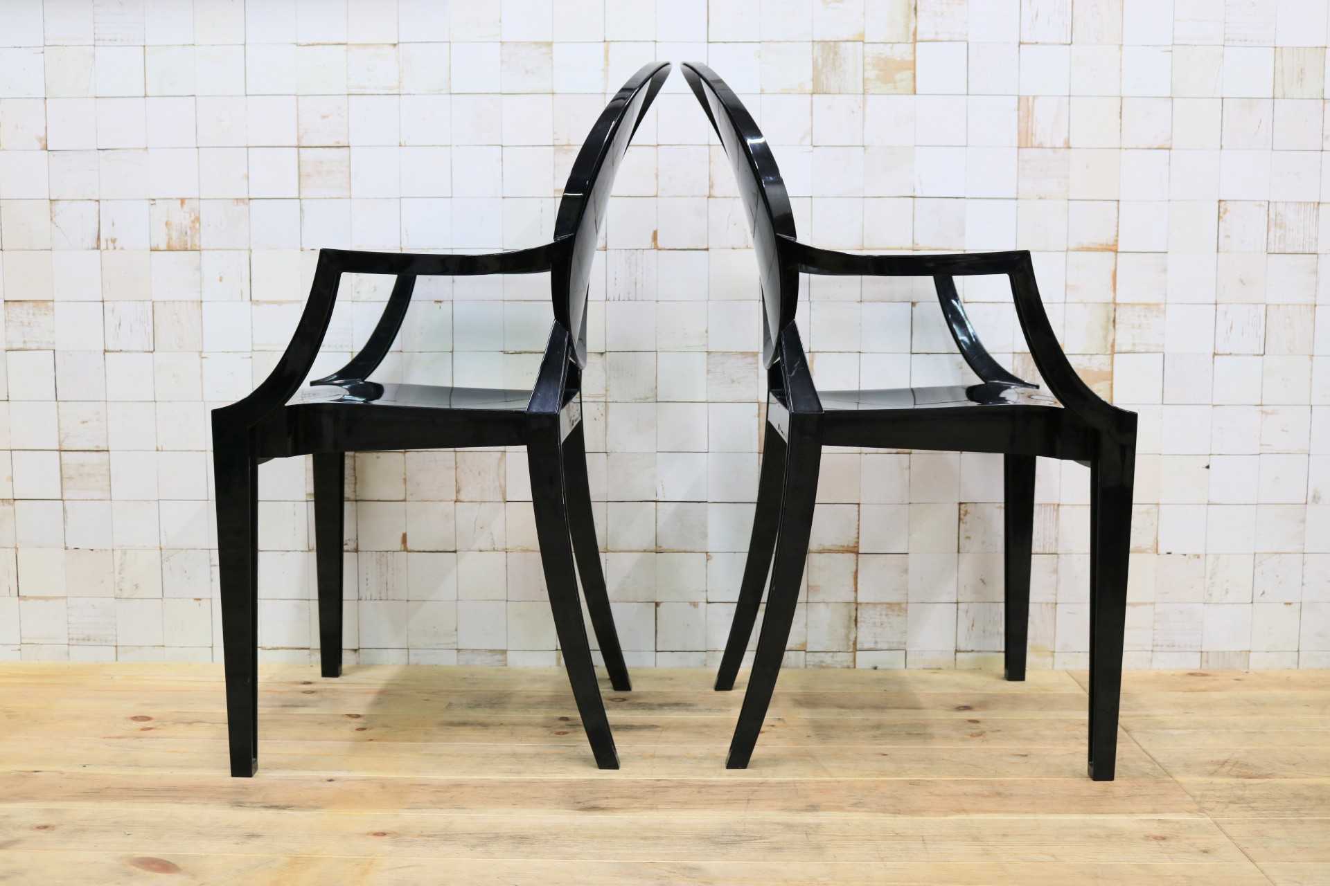 GMIK436A○Kartell / カルテル LOUIS GHOST ルイゴースト スタッキングチェア 2脚セット ガーデンチェア 椅子 アームチェア ブラック