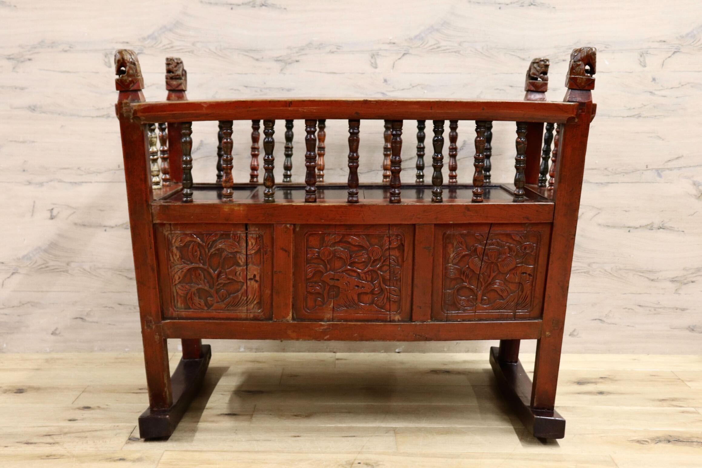 GMIH149◯中国美術 唐木家具 ゆりかご ベビーベッド アンティーク ヴィンテージ 飾り台 収納家具 店舗什器 木製 アジアン家具