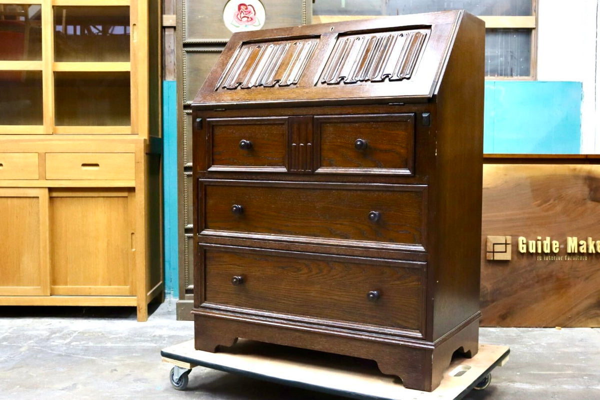 GMJS340○ライティングビューロー ライティングデスク 書斎机 学習机 デスク 机 引き出し 収納家具 クラシック 西洋アンティーク