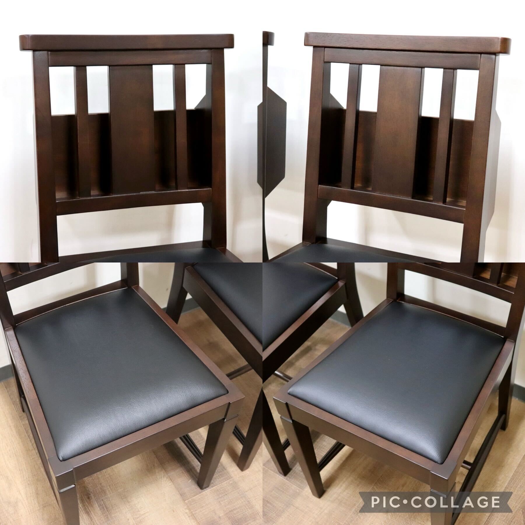 GMGN342S○CHERRY FURNITURE / 桜屋工業 ダイニングチェア チャーチチェア マガジンラック 合皮 ダークブラウン 2脚セット モダン 未使用品