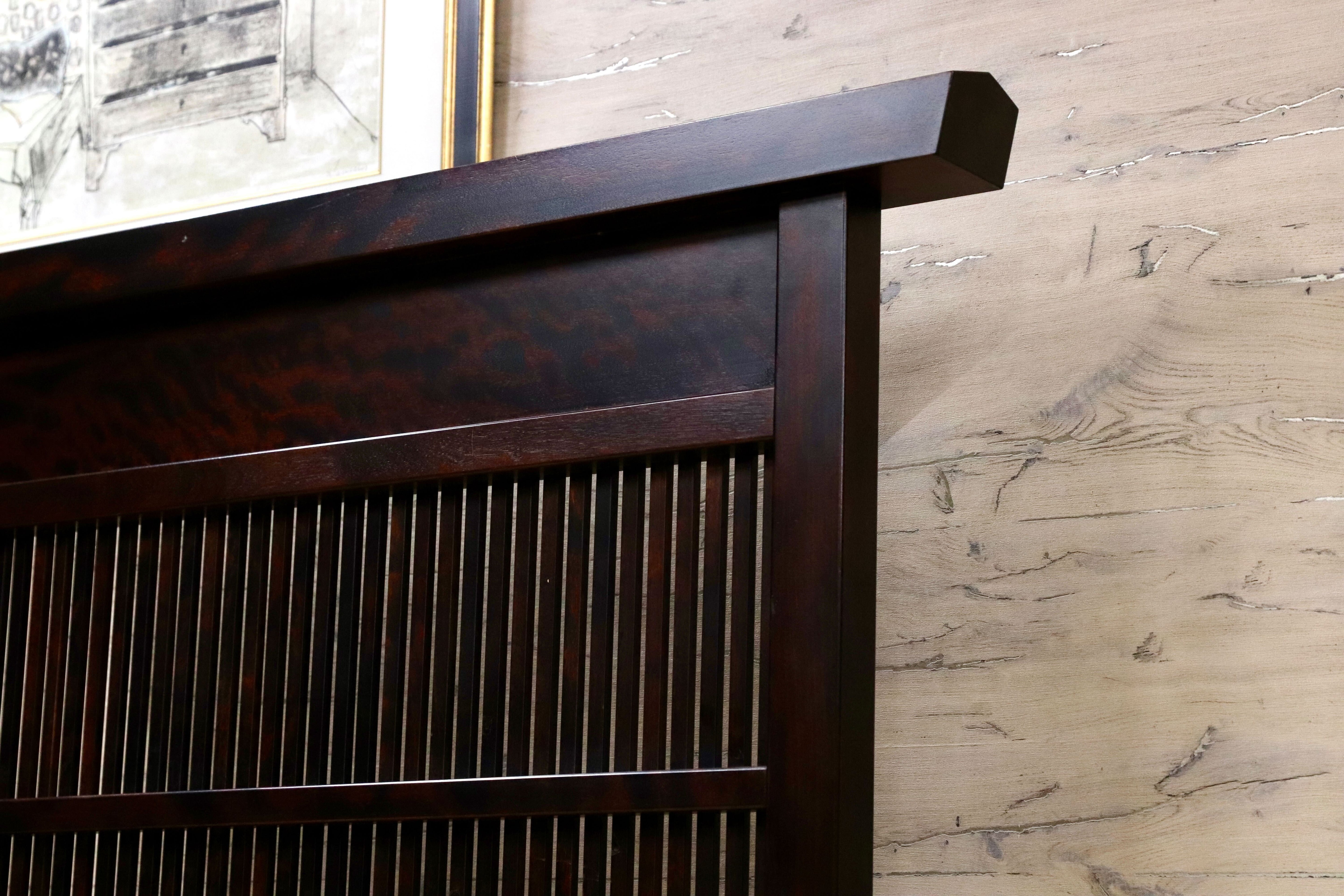 GMIS492○和製 アンティーク 衝立 パーテーション オブジェ レトロ 古民家 仕切り 樺材 検)北海道民芸家具 九州民芸家具