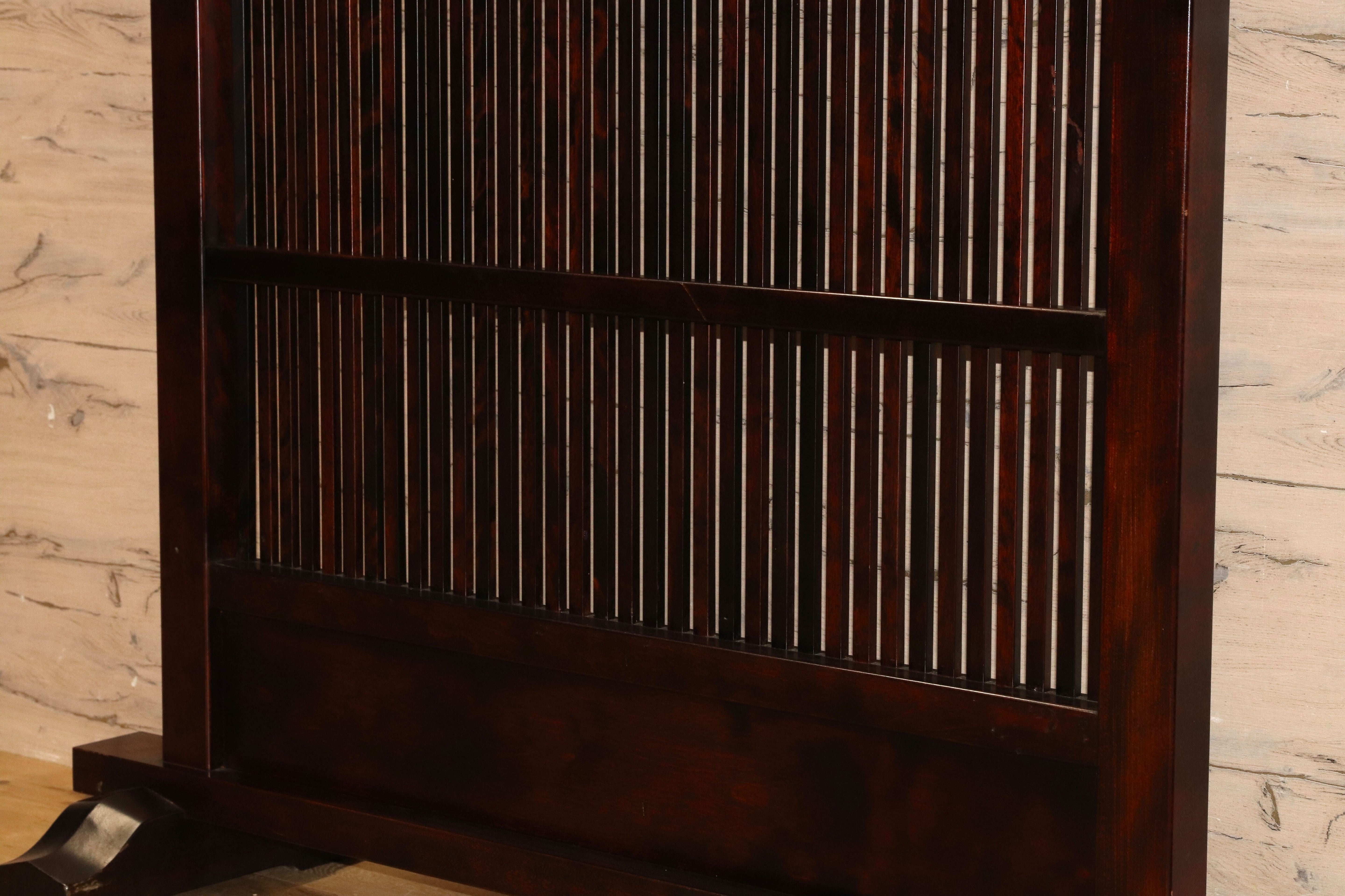 GMIS492○和製 アンティーク 衝立 パーテーション オブジェ レトロ 古民家 仕切り 樺材 検)北海道民芸家具 九州民芸家具