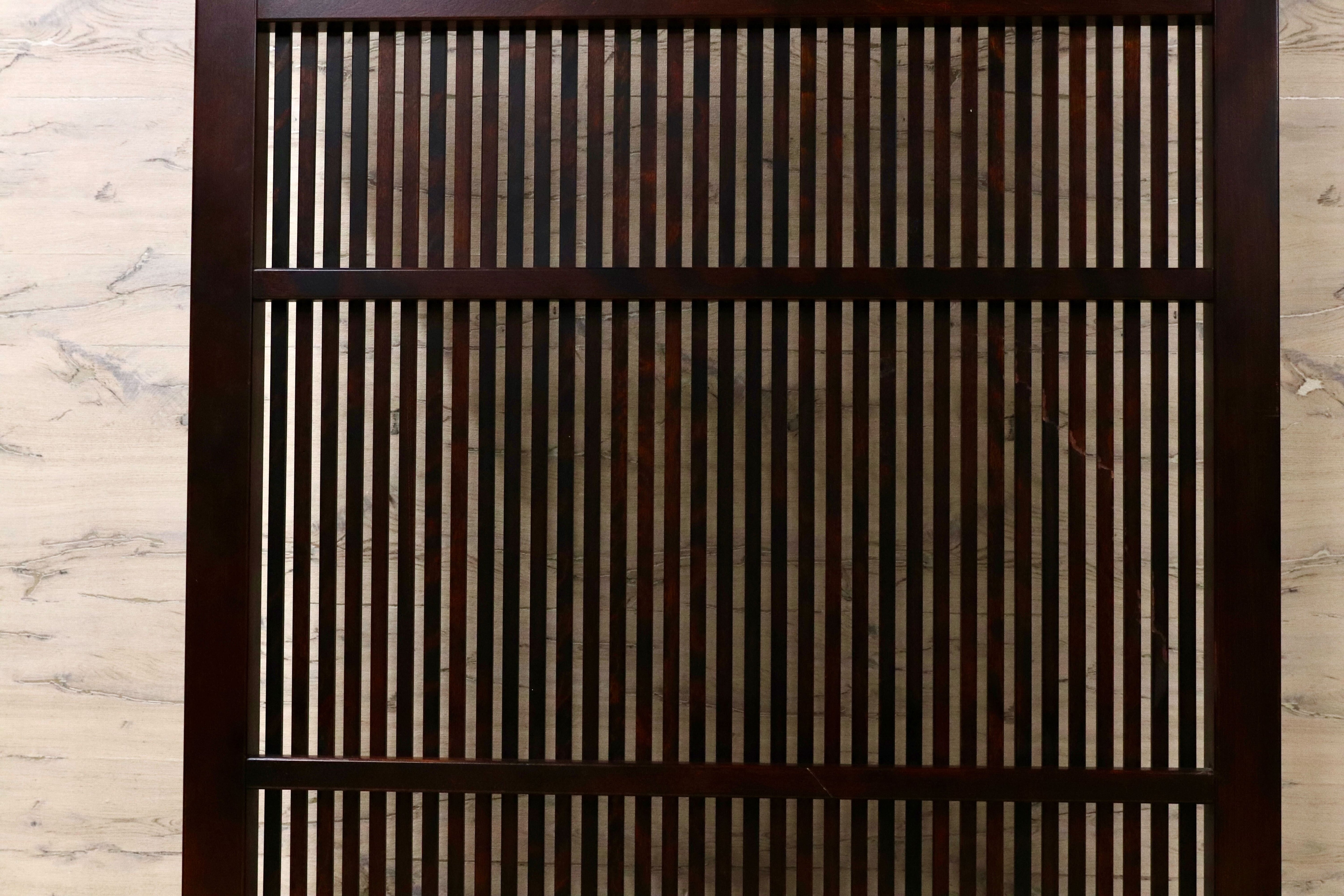 GMIS492○和製 アンティーク 衝立 パーテーション オブジェ レトロ 古民家 仕切り 樺材 検)北海道民芸家具 九州民芸家具