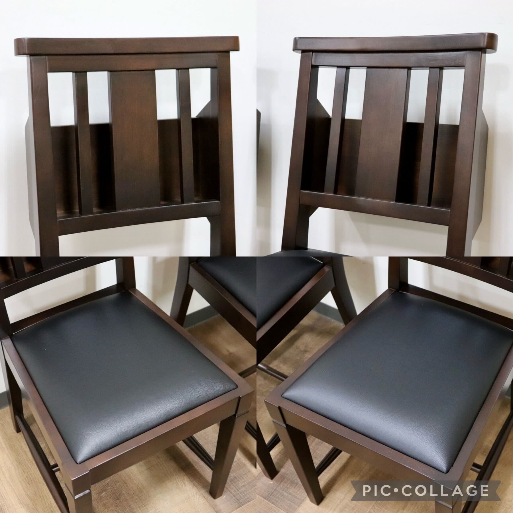 GMGN342T○CHERRY FURNITURE / 桜屋工業 ダイニングチェア チャーチチェア マガジンラック 合皮 ダークブラウン 2脚セット モダン 未使用品