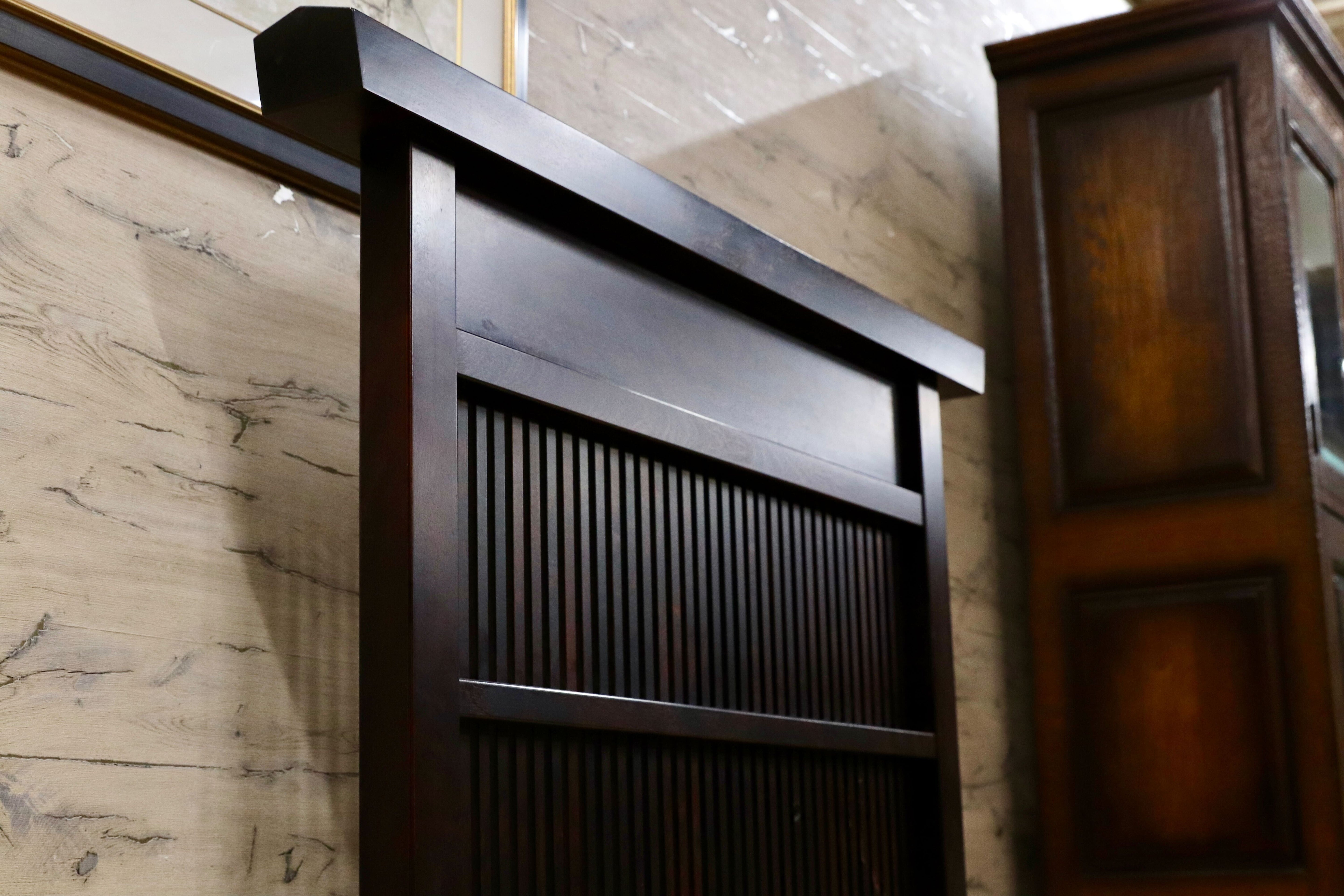 GMIS492○和製 アンティーク 衝立 パーテーション オブジェ レトロ 古民家 仕切り 樺材 検)北海道民芸家具 九州民芸家具