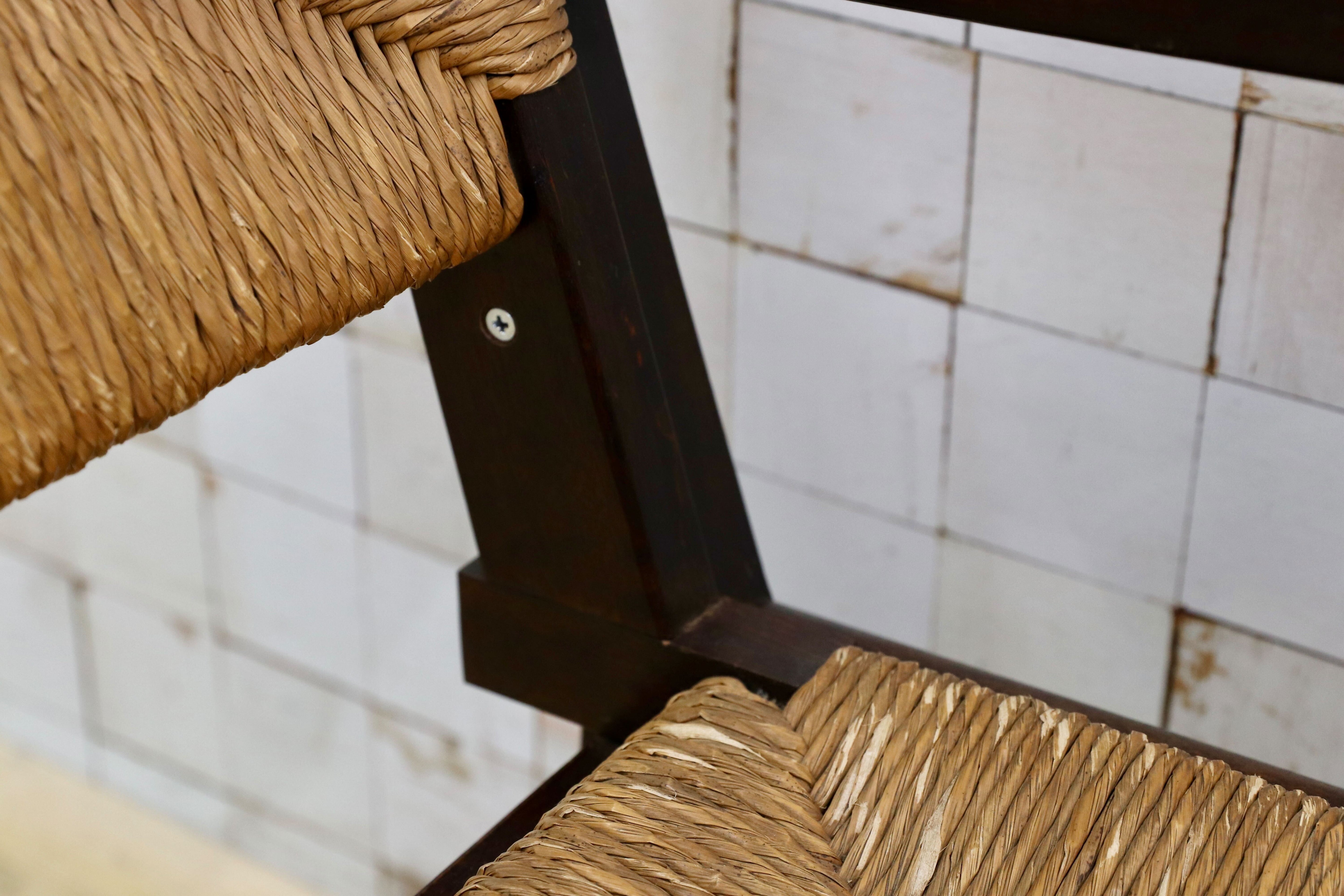 GMIK279○松本民芸家具 L型ラッシアームチェア 椅子 民藝 アンティーク イージーチェア 和モダン レトロ