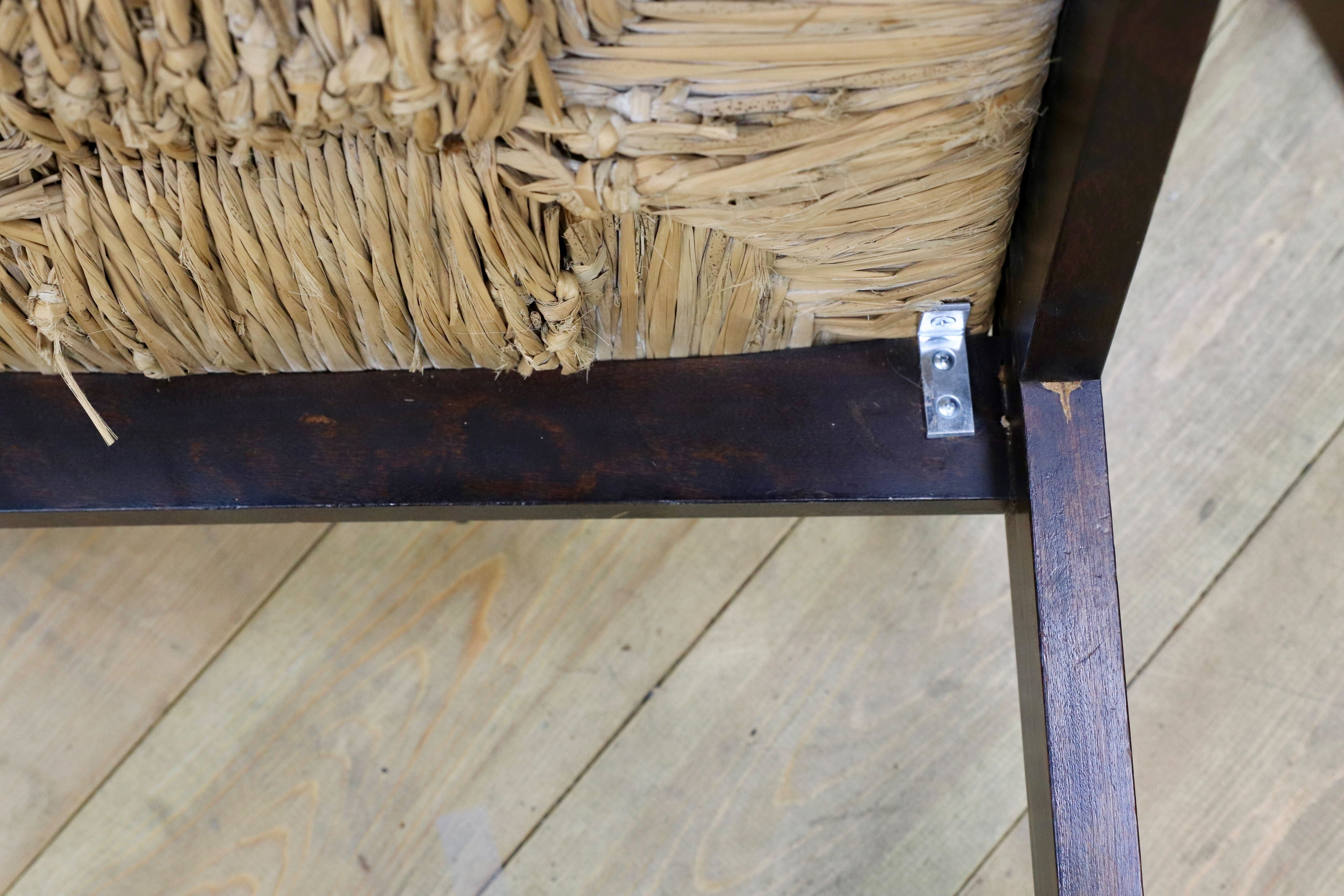 GMIK279○松本民芸家具 L型ラッシアームチェア 椅子 民藝 アンティーク イージーチェア 和モダン レトロ