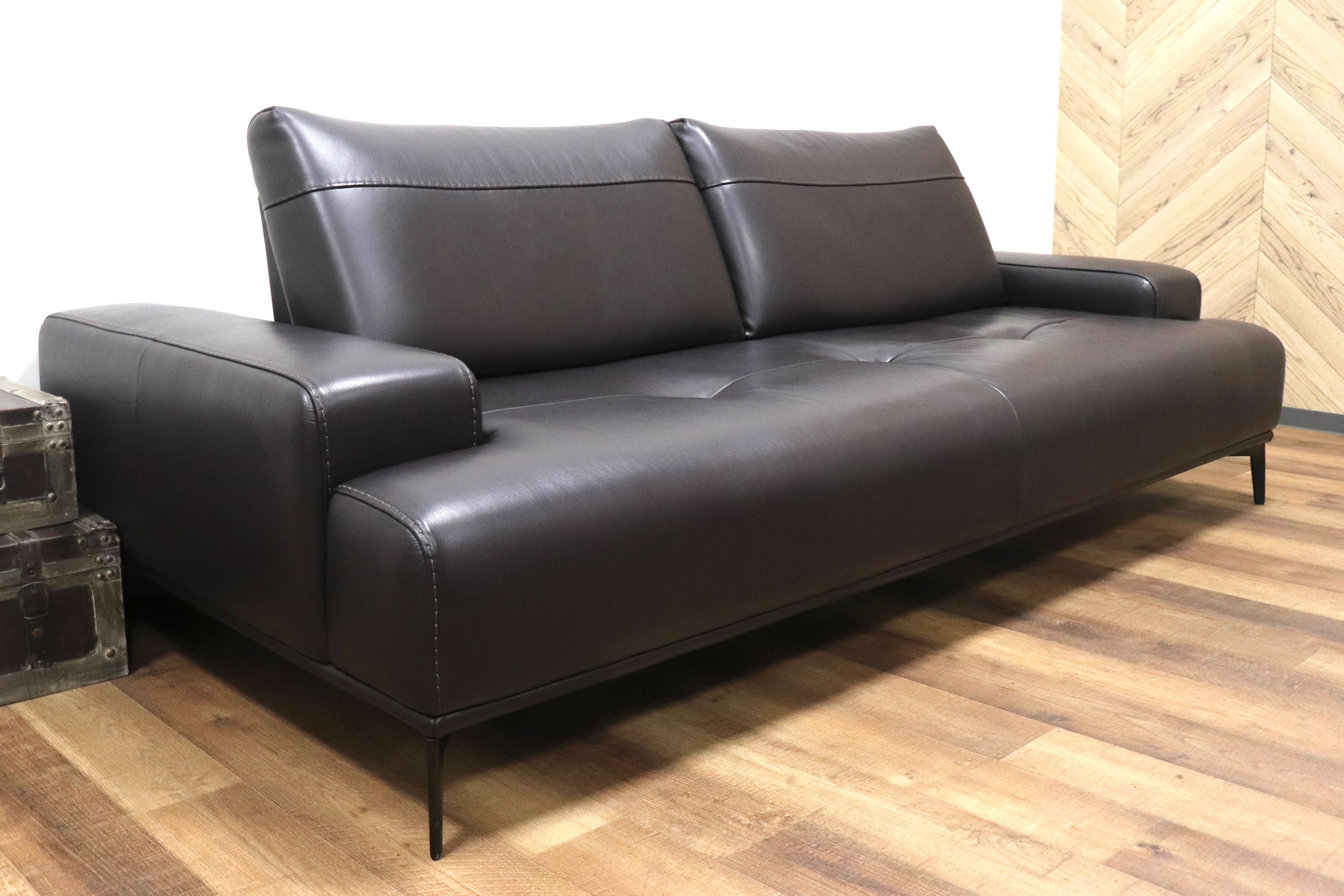 GMHK151○nicoline / ニコライン EGEO エジオ 3人掛けソファ トリプルソファ 総革 ブラウン イタリア 最高級 +CASA 定価約95万 展示品