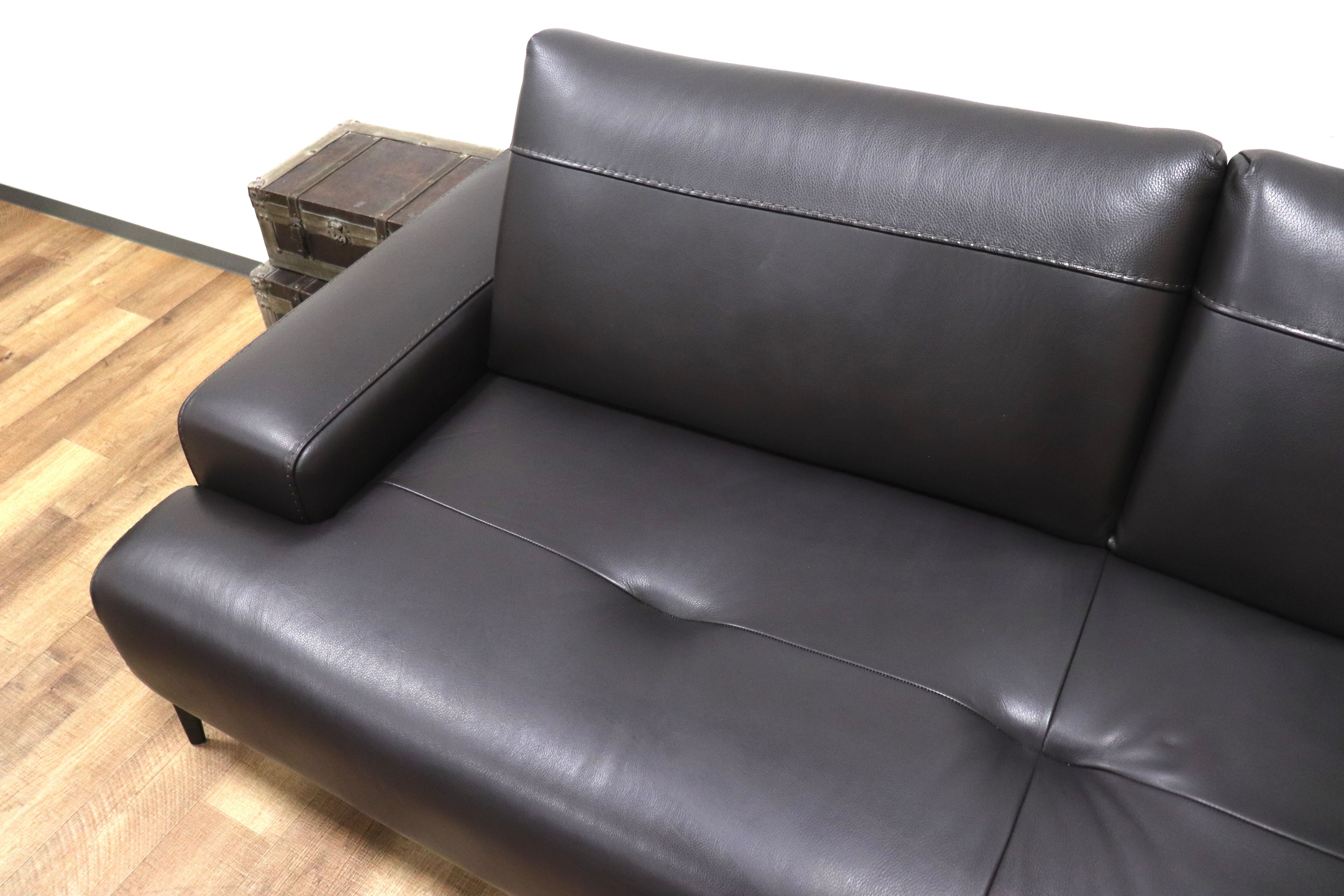 GMHK151○nicoline / ニコライン EGEO エジオ 3人掛けソファ トリプルソファ 総革 ブラウン イタリア 最高級 +CASA 定価約95万 展示品