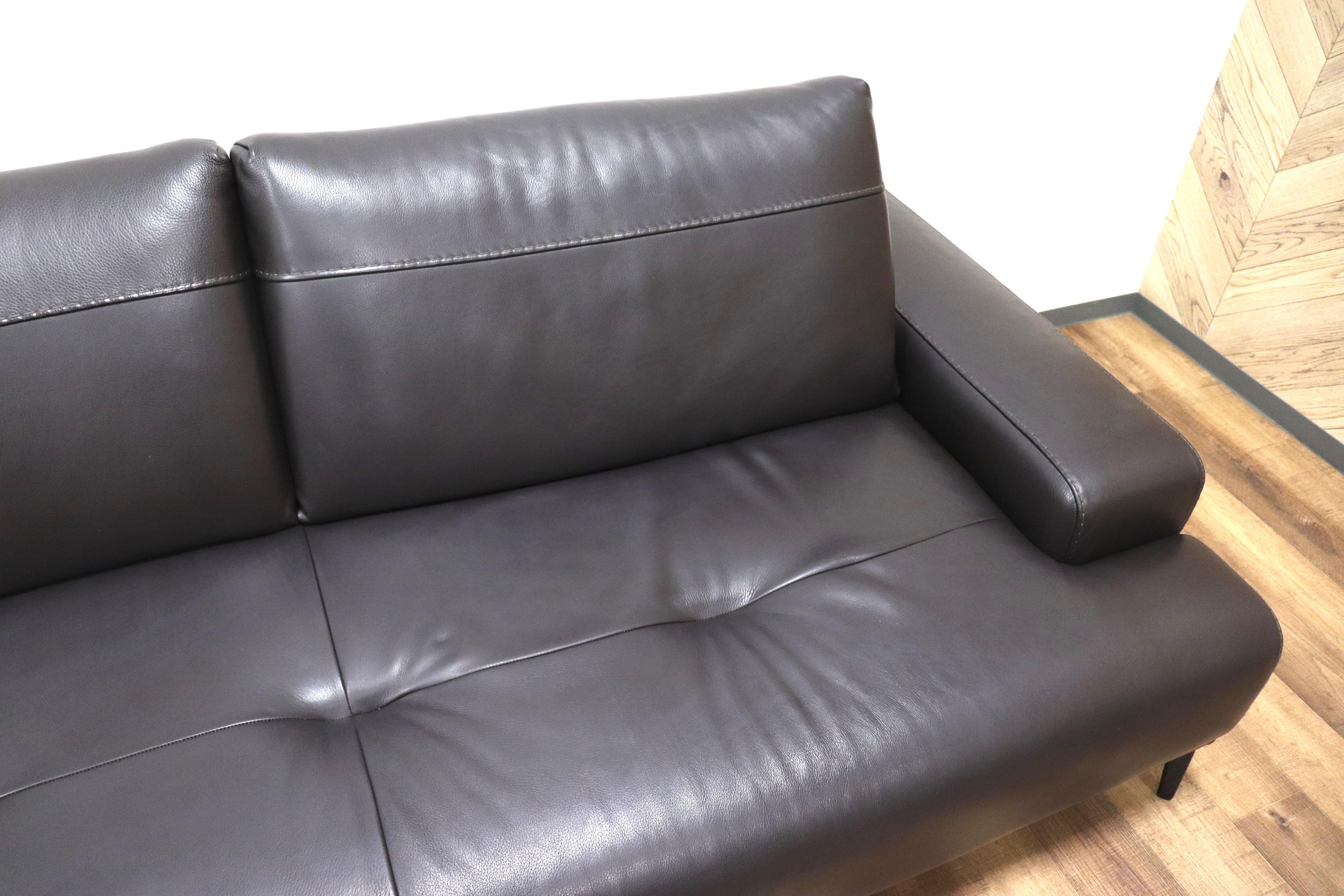 GMHK151○nicoline / ニコライン EGEO エジオ 3人掛けソファ トリプルソファ 総革 ブラウン イタリア 最高級 +CASA 定価約95万 展示品