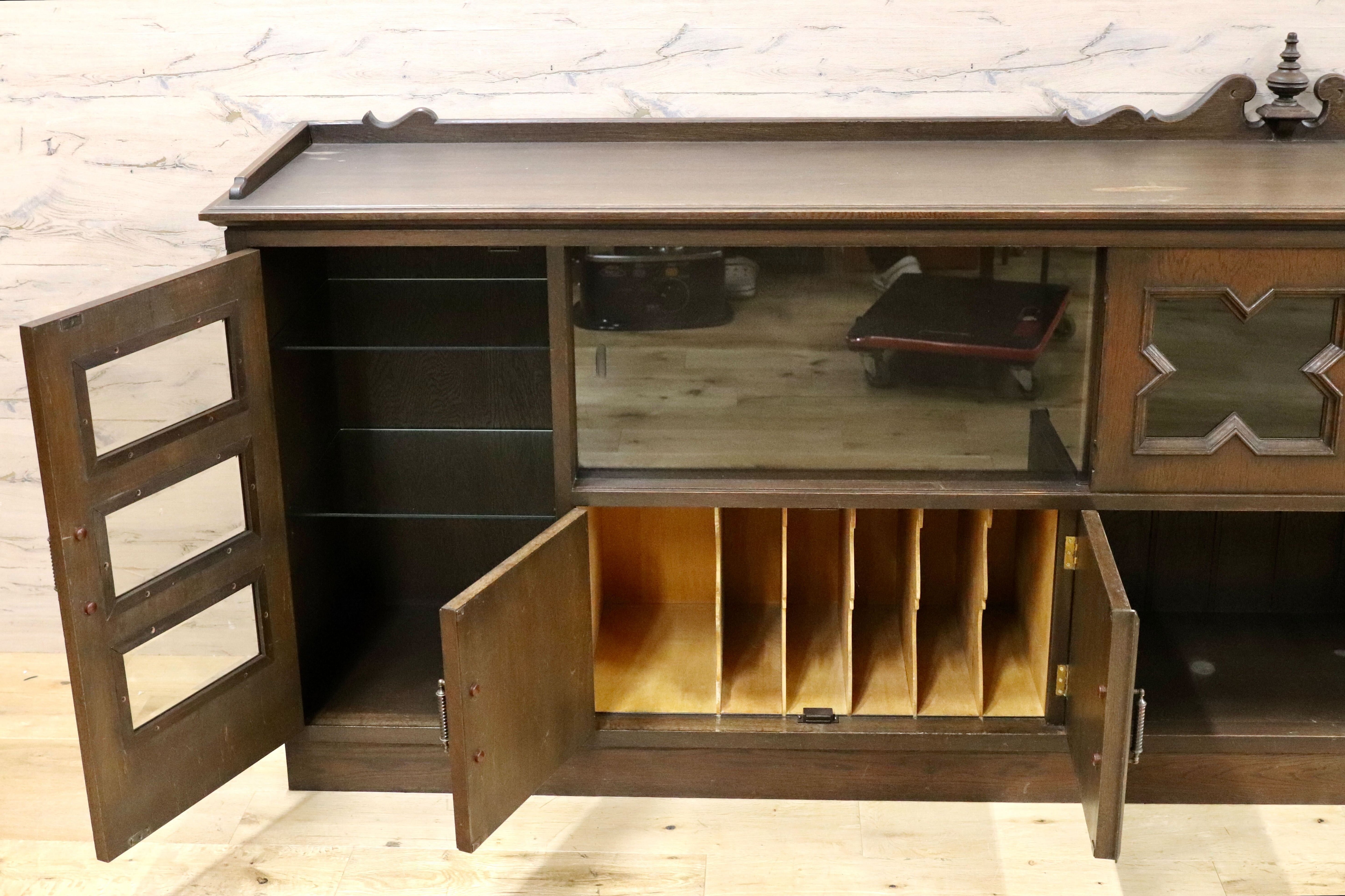 GMGH391○神戸家具 永田良介商店 特注 サイドボード リビングボード クラシック ヴィンテージ アンティーク 楢材 稀少 約100万※発送不可