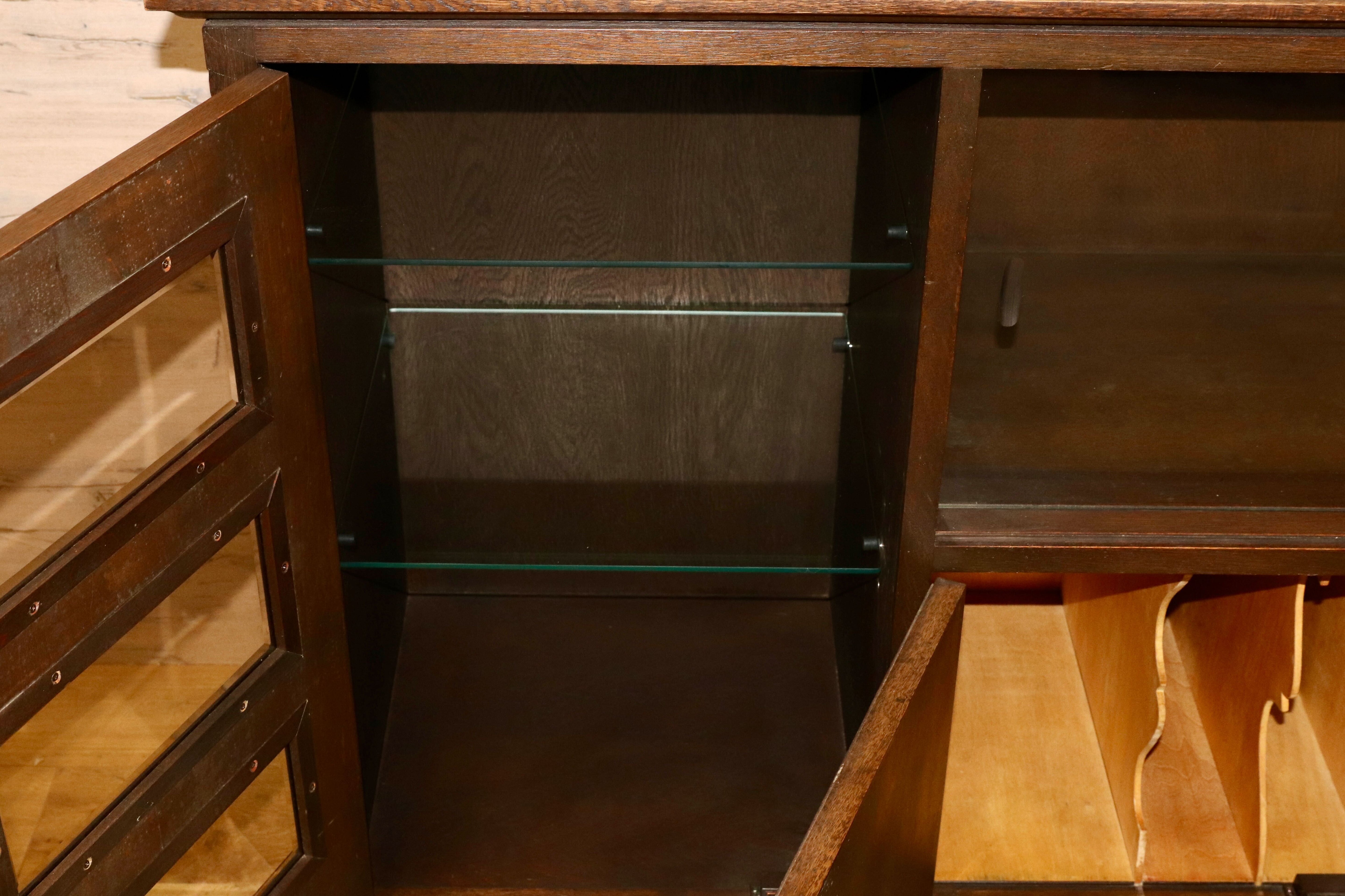 GMGH391○神戸家具 永田良介商店 特注 サイドボード リビングボード クラシック ヴィンテージ アンティーク 楢材 稀少 約100万※発送不可