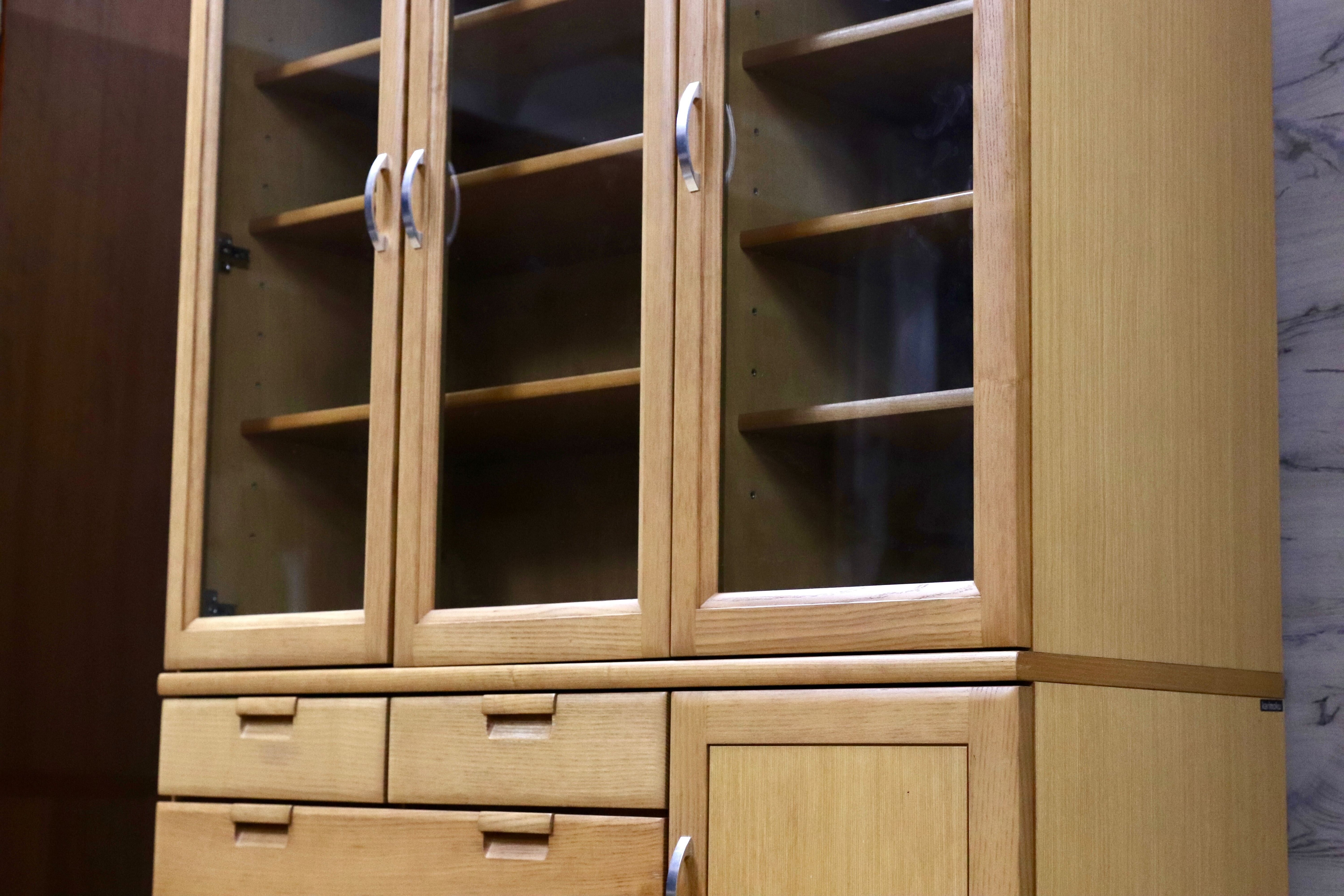 GMIK198○karimoku / カリモク 食器棚 キャビネット 水屋棚 カップボード タモ材 シンプル ナチュラル 国産家具