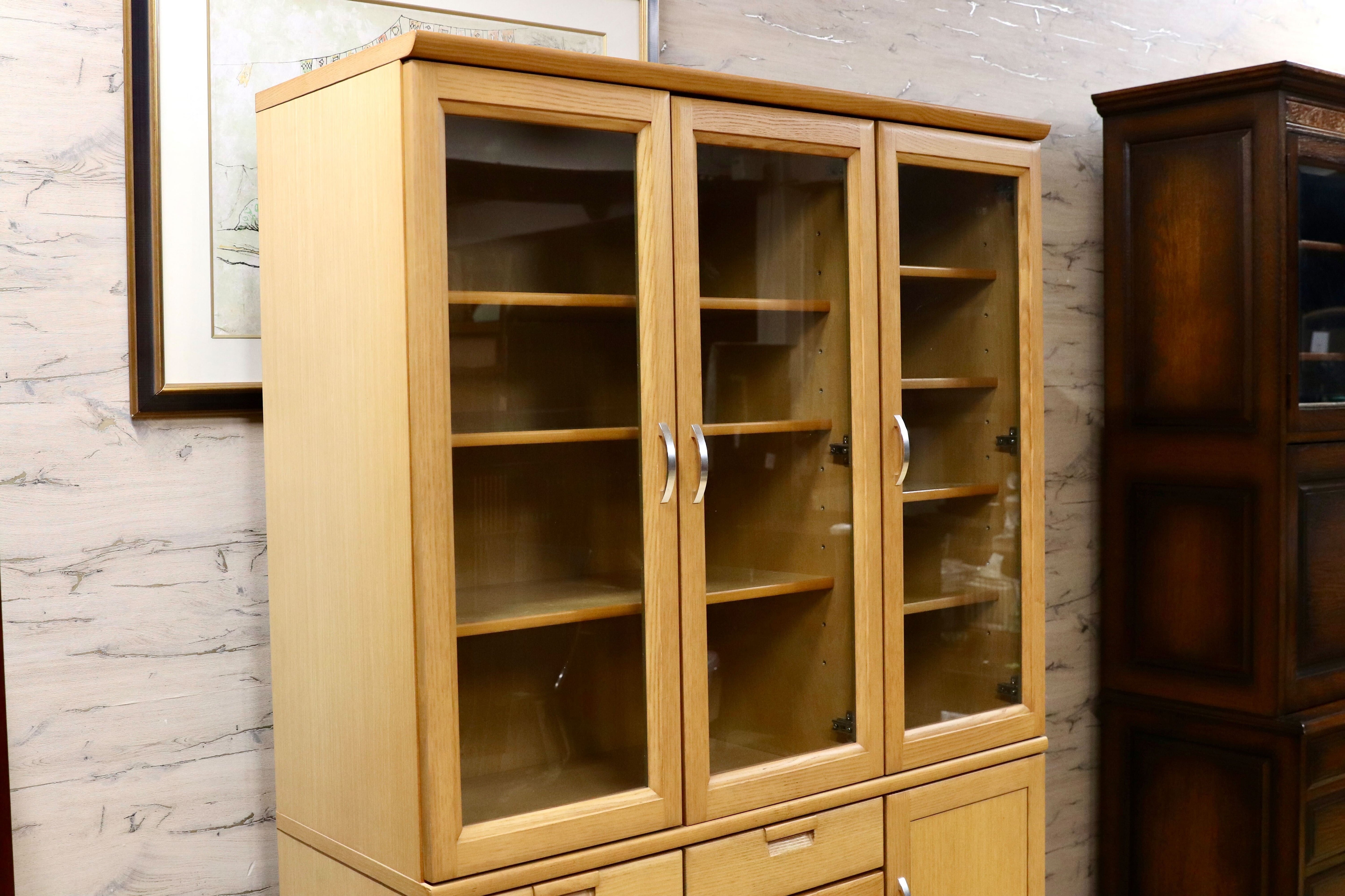 GMIK198○karimoku / カリモク 食器棚 キャビネット 水屋棚 カップボード タモ材 シンプル ナチュラル 国産家具