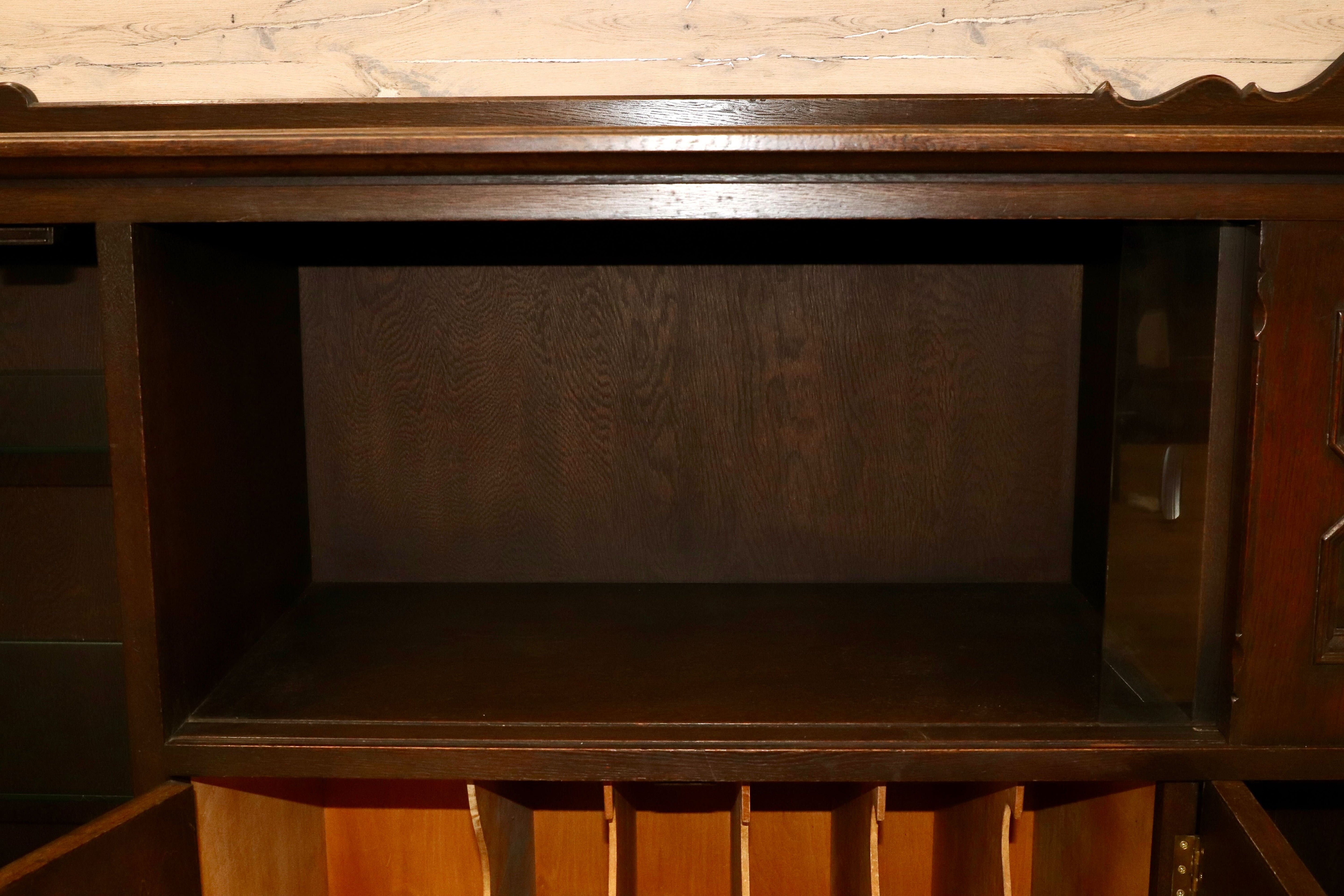 GMGH391○神戸家具 永田良介商店 特注 サイドボード リビングボード クラシック ヴィンテージ アンティーク 楢材 稀少 約100万※発送不可