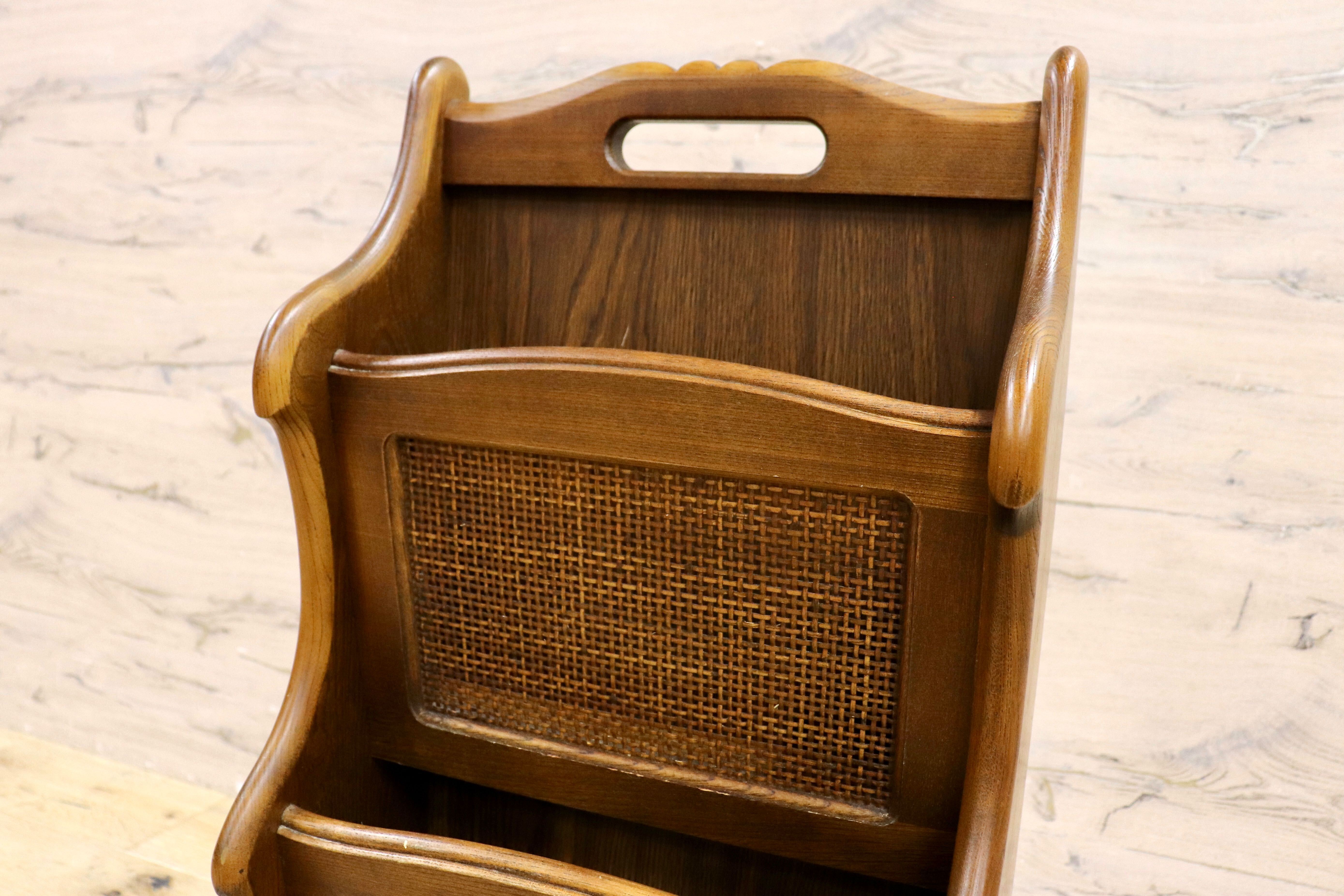 GMIH306○カリモク / karimoku マガジンラック コロニアル スリッパラック 2段 木製 ラタン 雑誌 本 収納