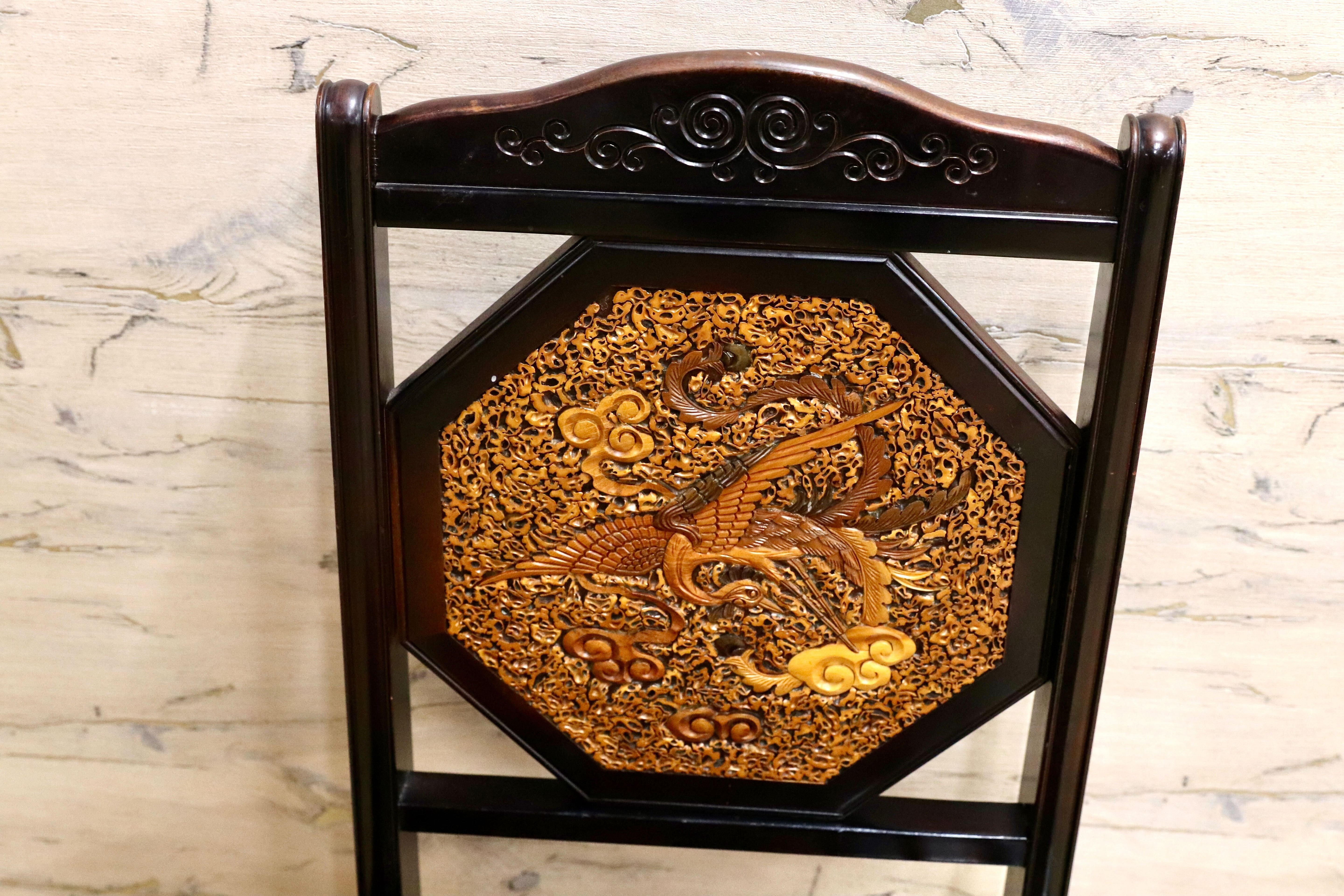 GMIK830B○最高級 中国美術 ダイニングチェア 椅子 チェア 唐木 和モダン アンティーク 綿密細工 稀少