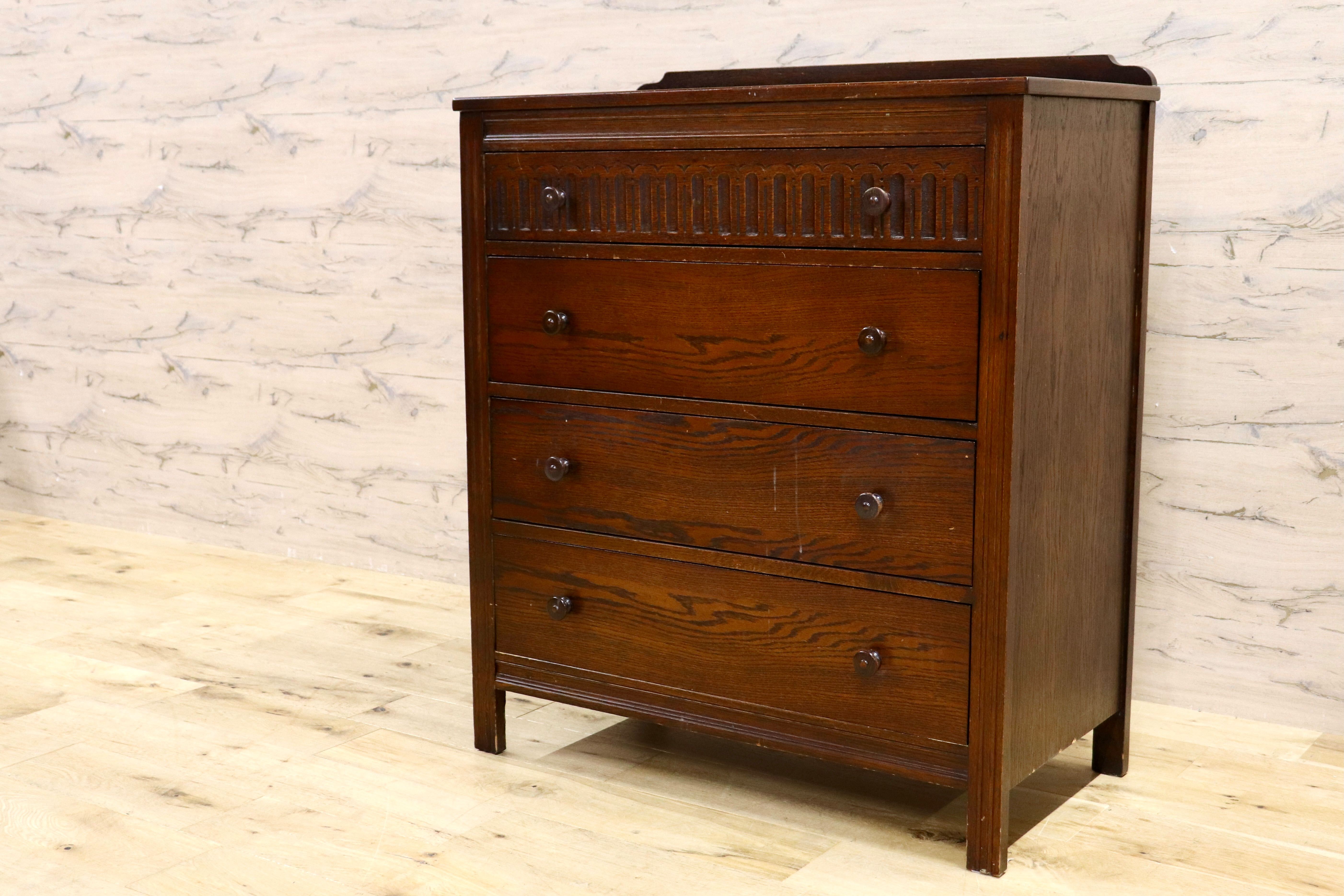 GMIH310○西洋 ヴィンテージ 4段チェスト ルーマニア製 チェスト 引き出し 収納 アンティーク調 カントリー 英国スタイル 木製家具