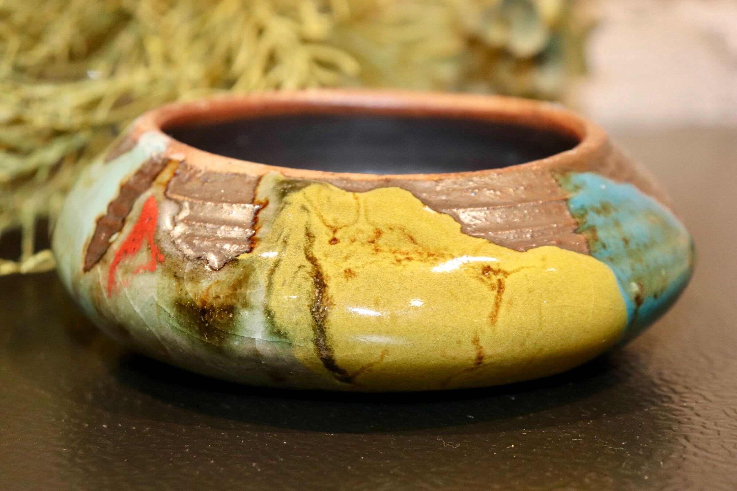 GMIO361◯丹文窯 丹波焼 彩色台皿 陶器 茶器 伝統工芸 丹波篠山 未使用