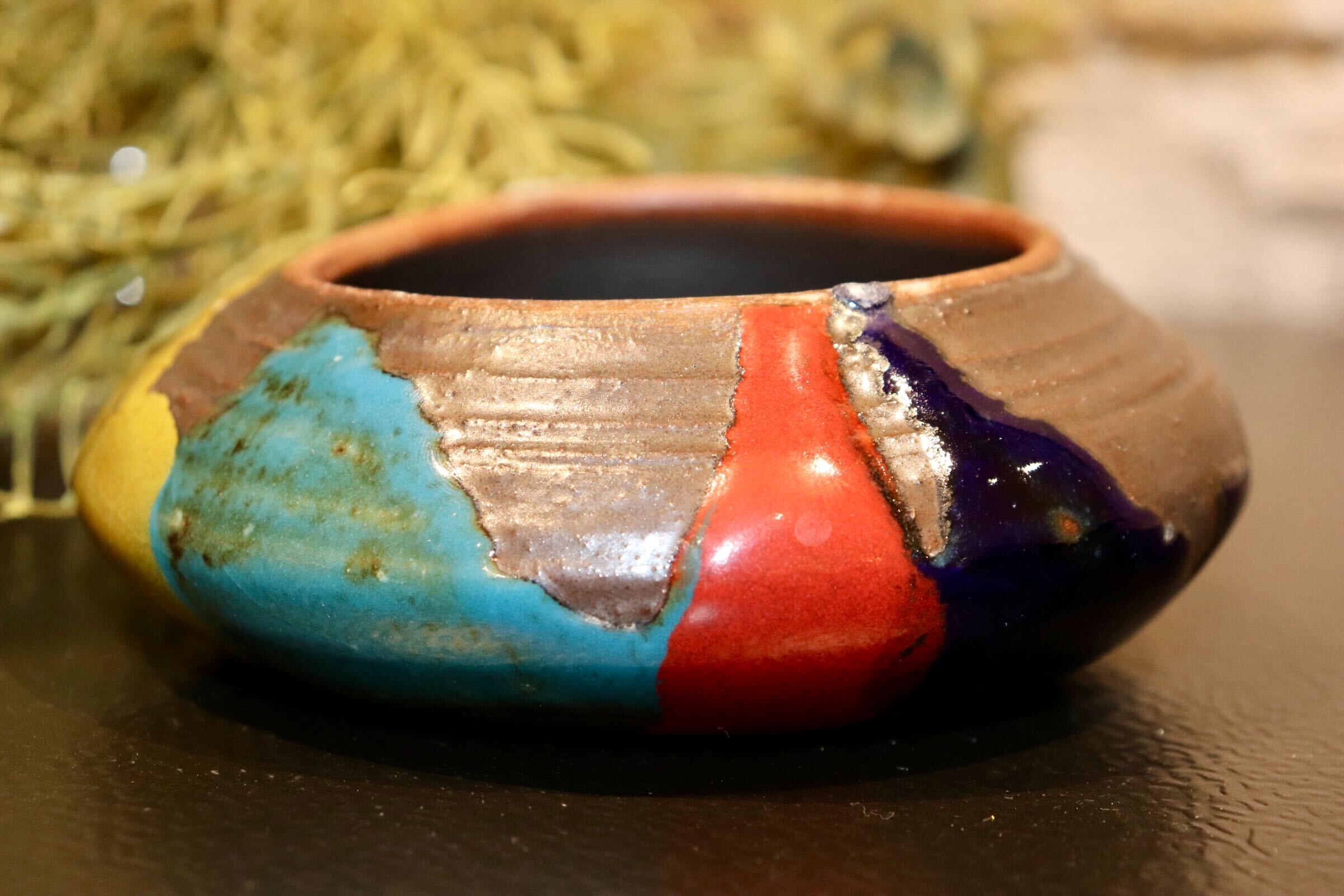 GMIO361◯丹文窯 丹波焼 彩色台皿 陶器 茶器 伝統工芸 丹波篠山 未使用