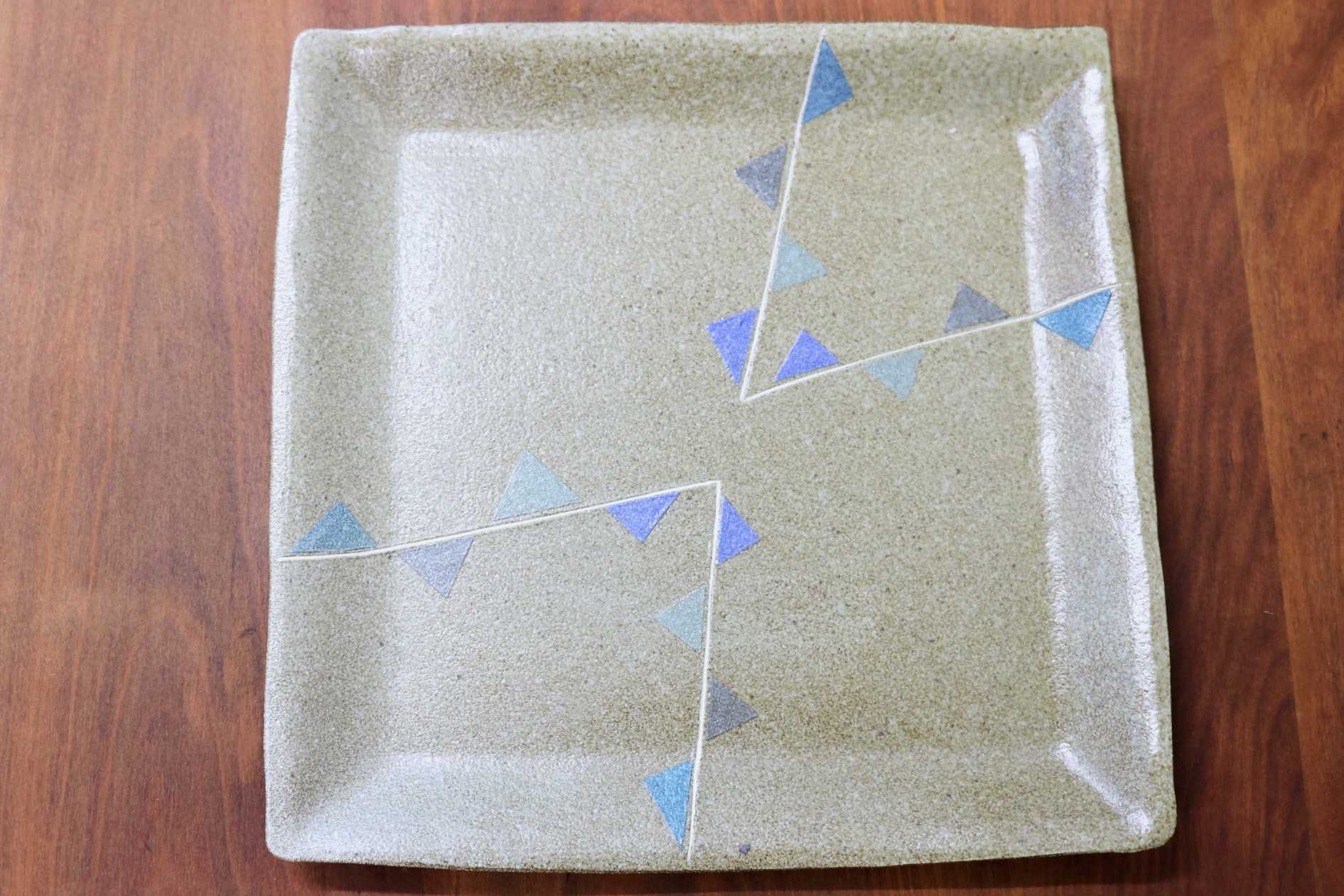 GMJO93B◯市野悟窯 市野哲次 丹波焼 角皿 陶器 現代陶芸 丹波篠山 作家物