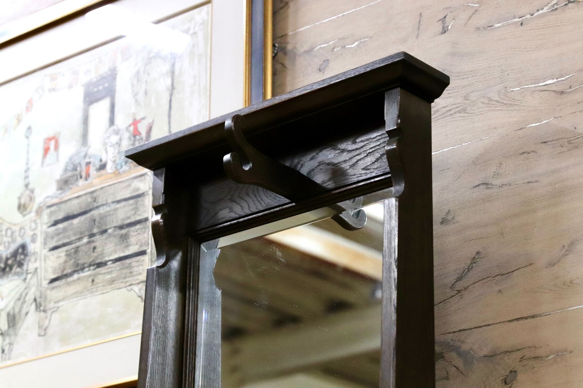 GMIK822○永田良介商店 ドレッサー 鏡台 和家具 和製アンティーク 昭和レトロ 楢材 民芸 クラシック カントリー 稀少