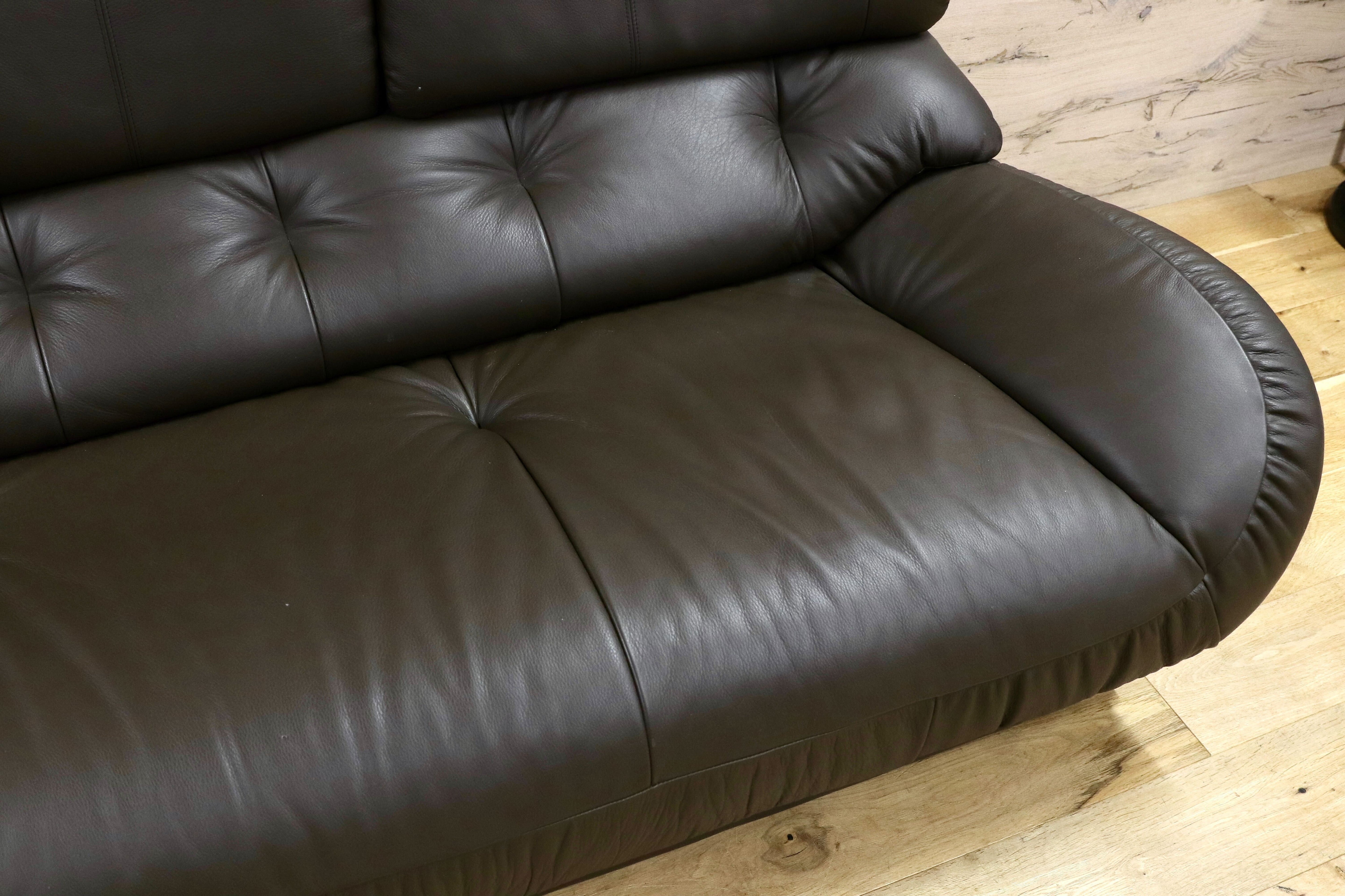 GMHS521○karimoku / カリモク 3人掛けソファ トリプルソファ 長椅子 本革 グレー 国産家具 約33万